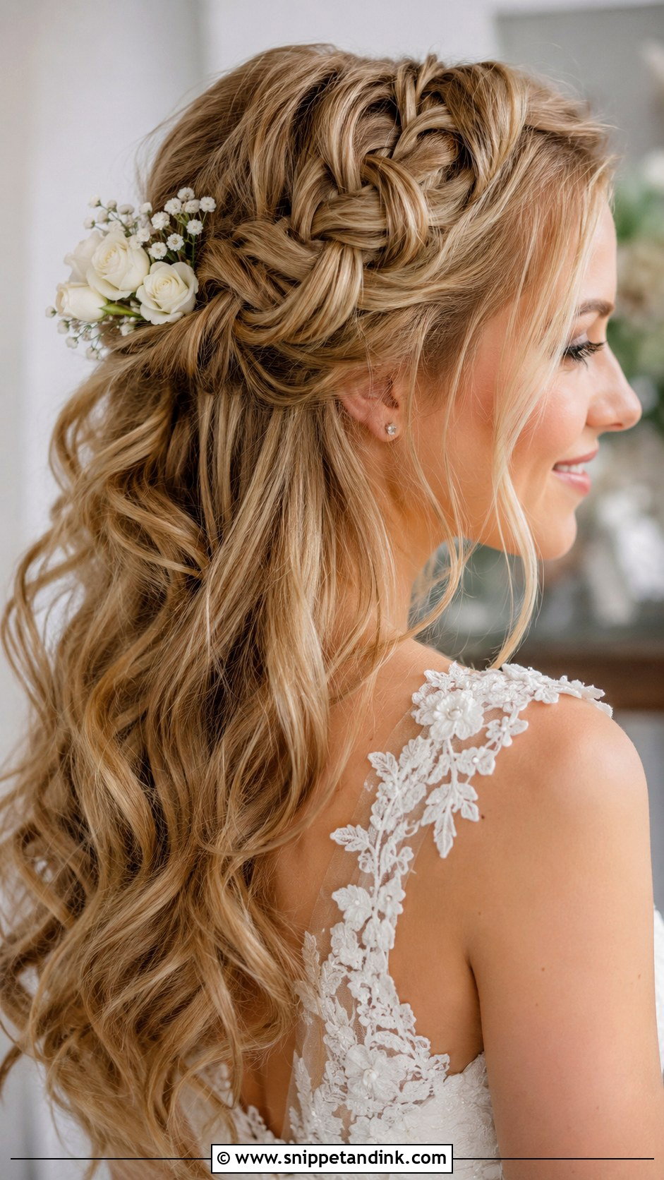 Half Up Braided Wedding Hair for Fine Hair - Snippet and Ink - 25 Bridal Hair for Fine Hair Ideas