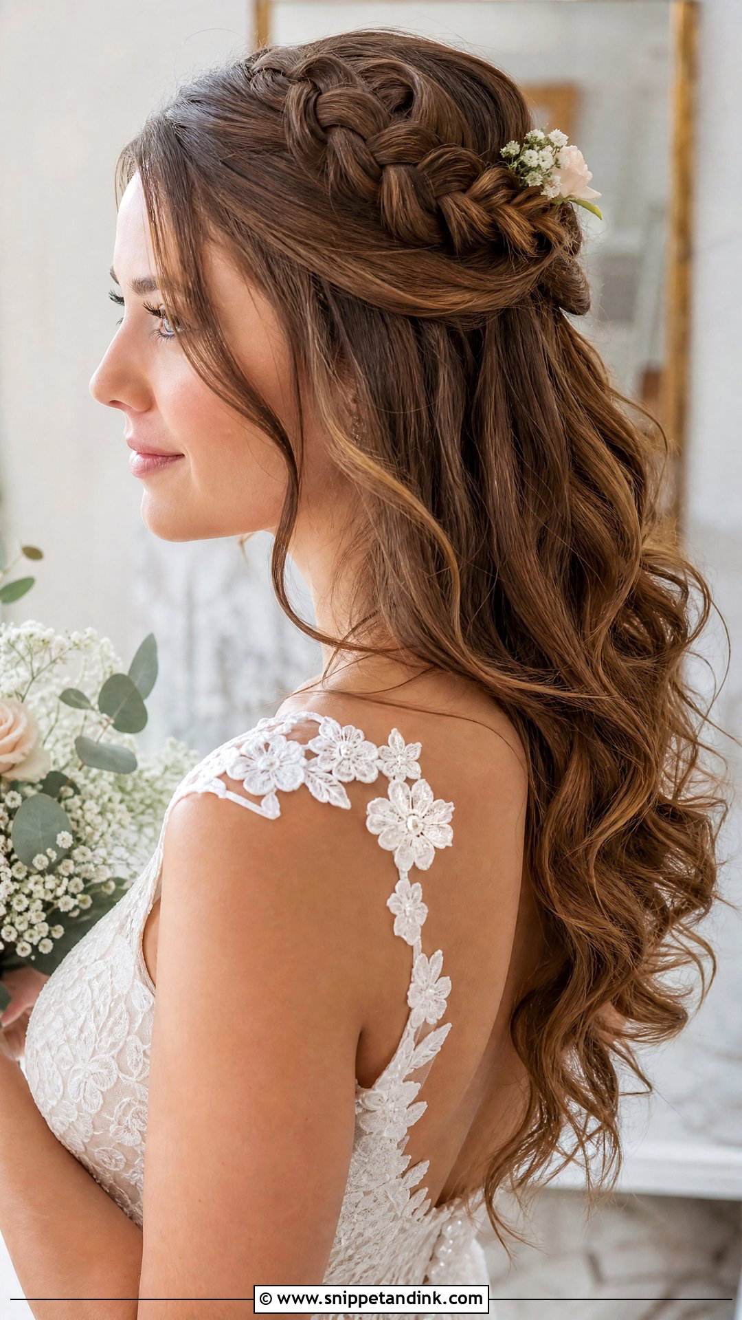 Half Up Braided Wedding Hairstyle - Snippet and Ink - 20 Unique Wedding Hairstyles