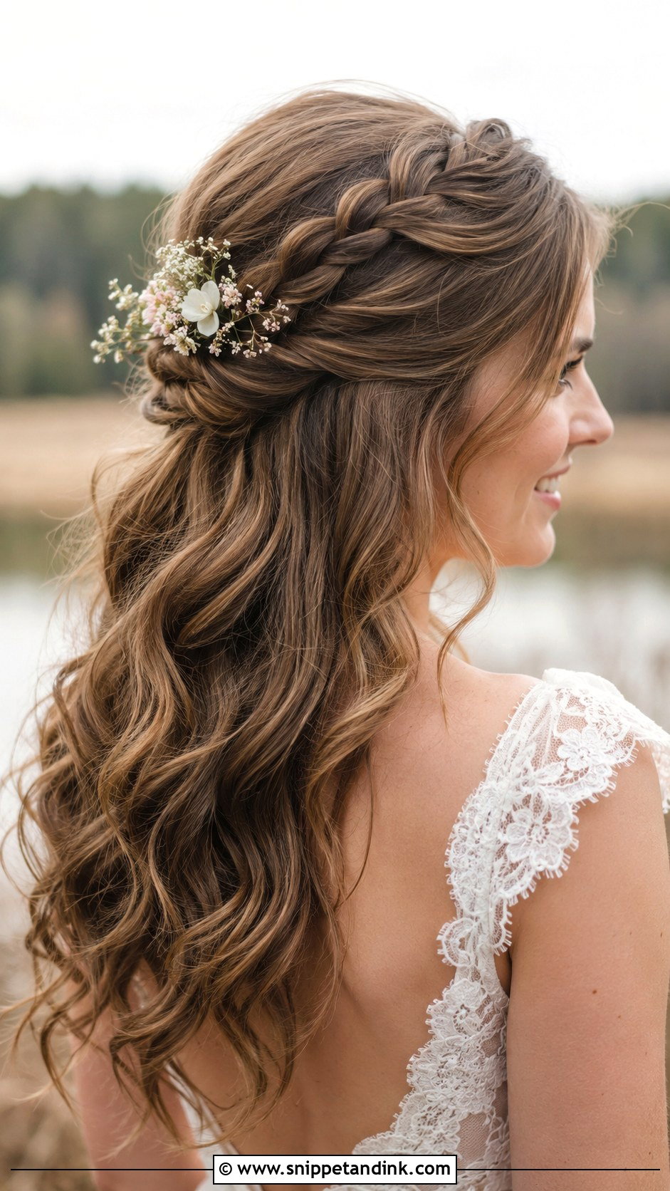 Half Up Braided Wedding Hairstyle - Snippet and Ink - 20 Wedding Hair for Long Hair Ideas