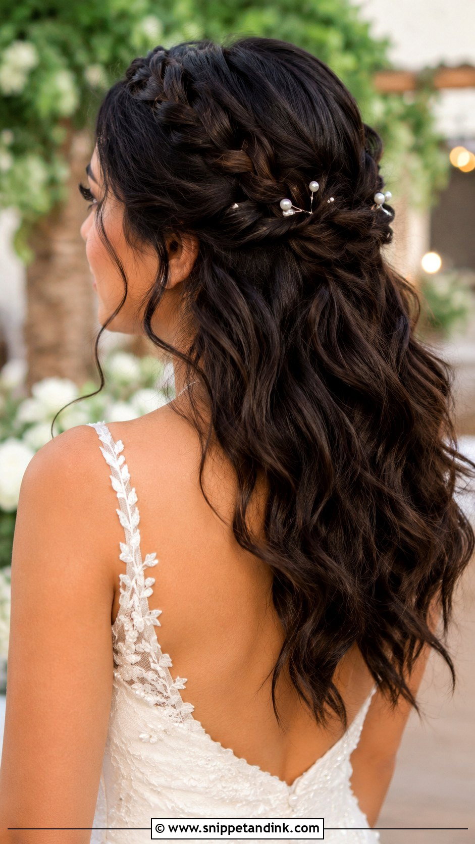 Half Up Braided Wedding Hairstyle - Snippet and Ink - 20 Wedding Hair Front View Ideas