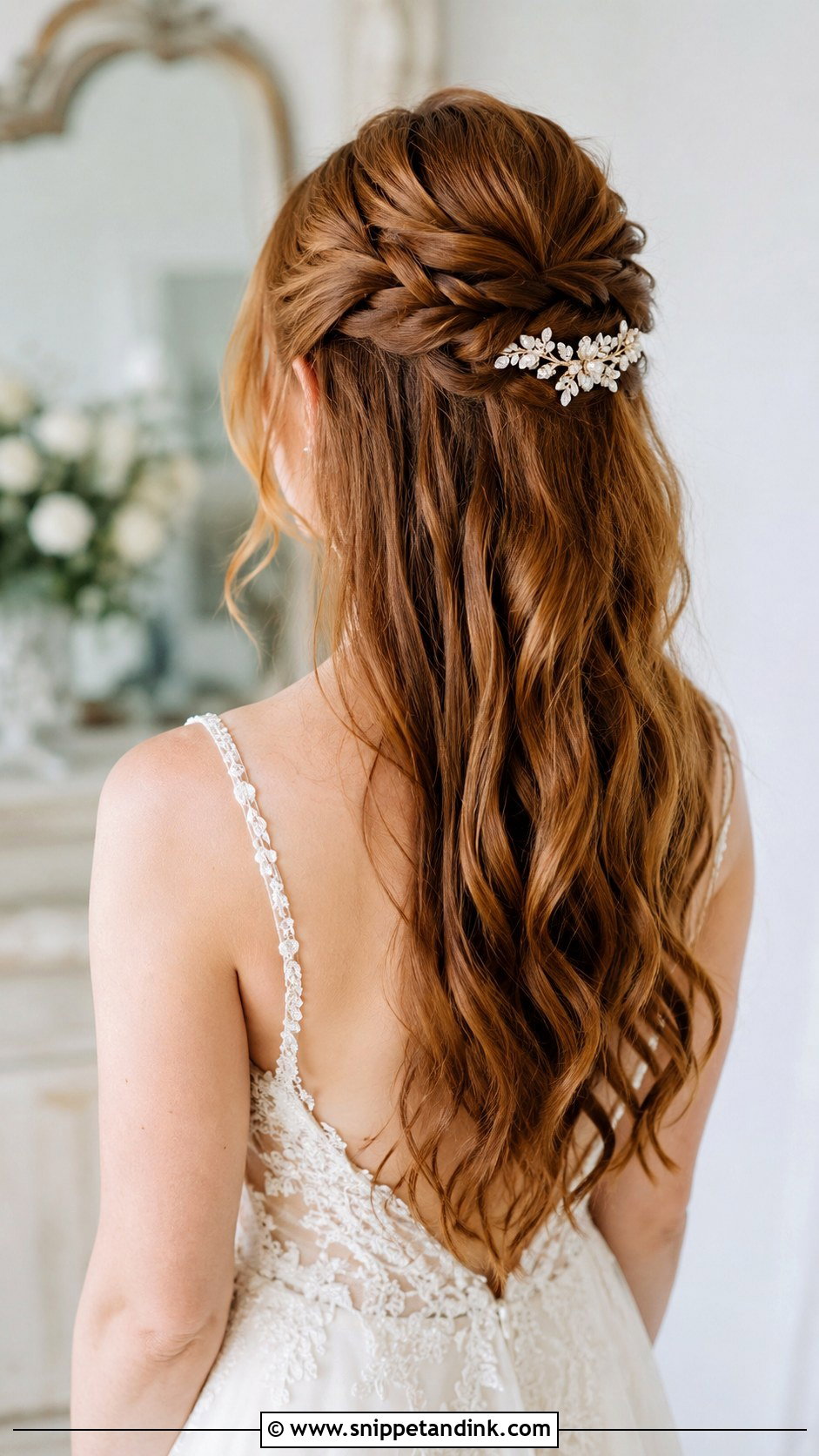 Half Up Braided Wedding Hairstyle - Snippet and Ink - 20 Wedding Hair with Braids