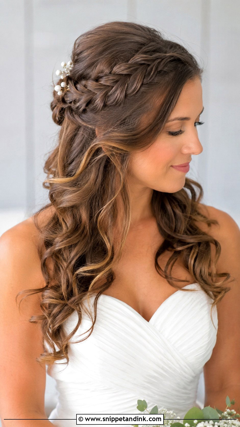 Half Up Braided Wedding Hairstyle - Snippet and Ink - 25 Bridal Braids for Long Hair