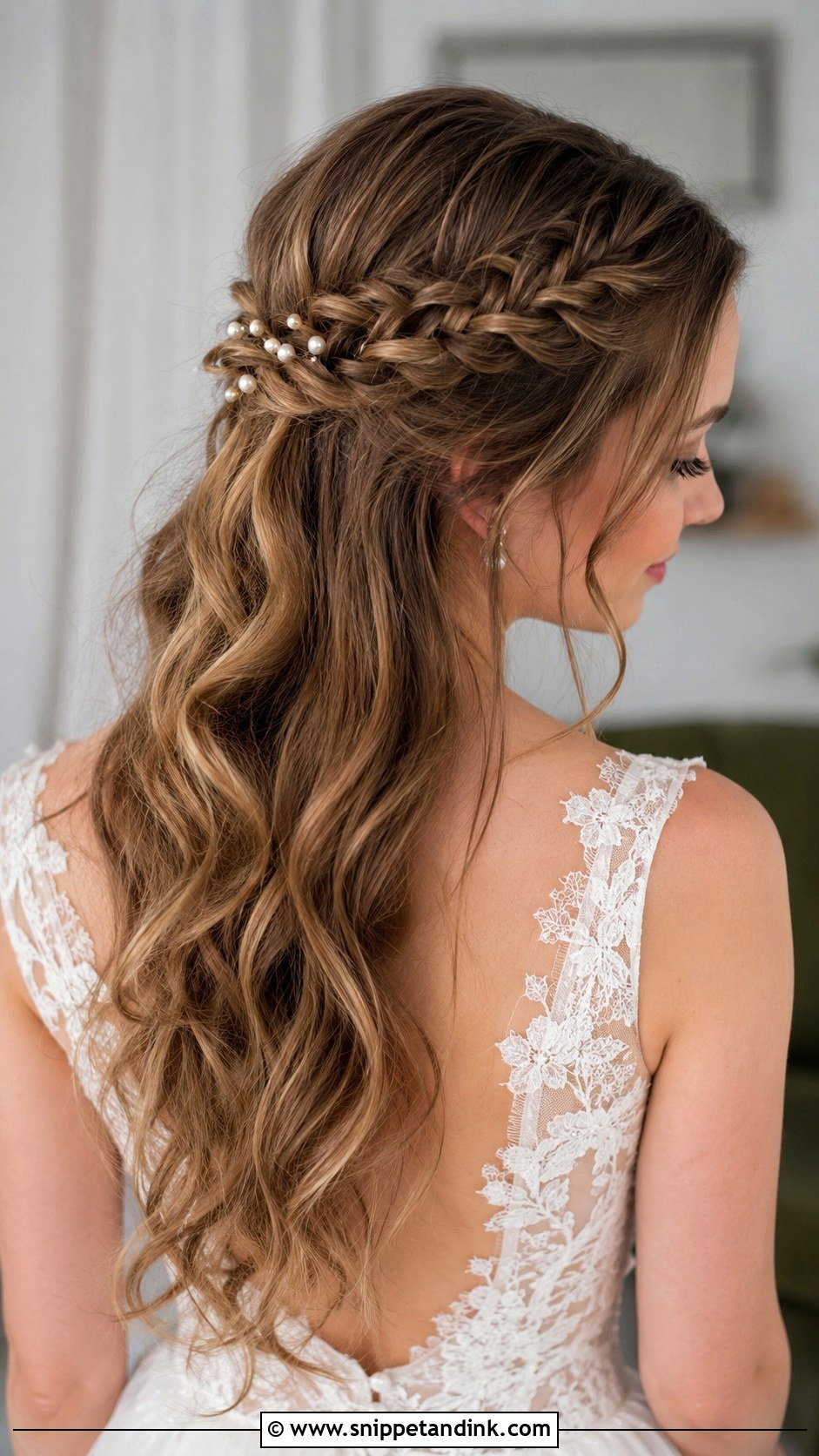 Half Up Braided Wedding Hairstyle - Snippet and Ink - 25 Elegant Wedding Hairstyles for Long Hair
