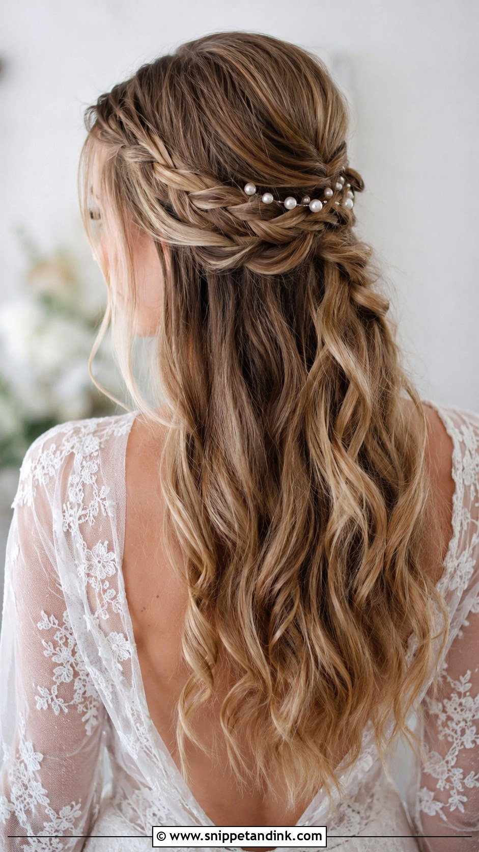 Half Up Braided Wedding Hairstyle - Snippet and Ink - 25 Simple Bridal Hairstyle Ideas