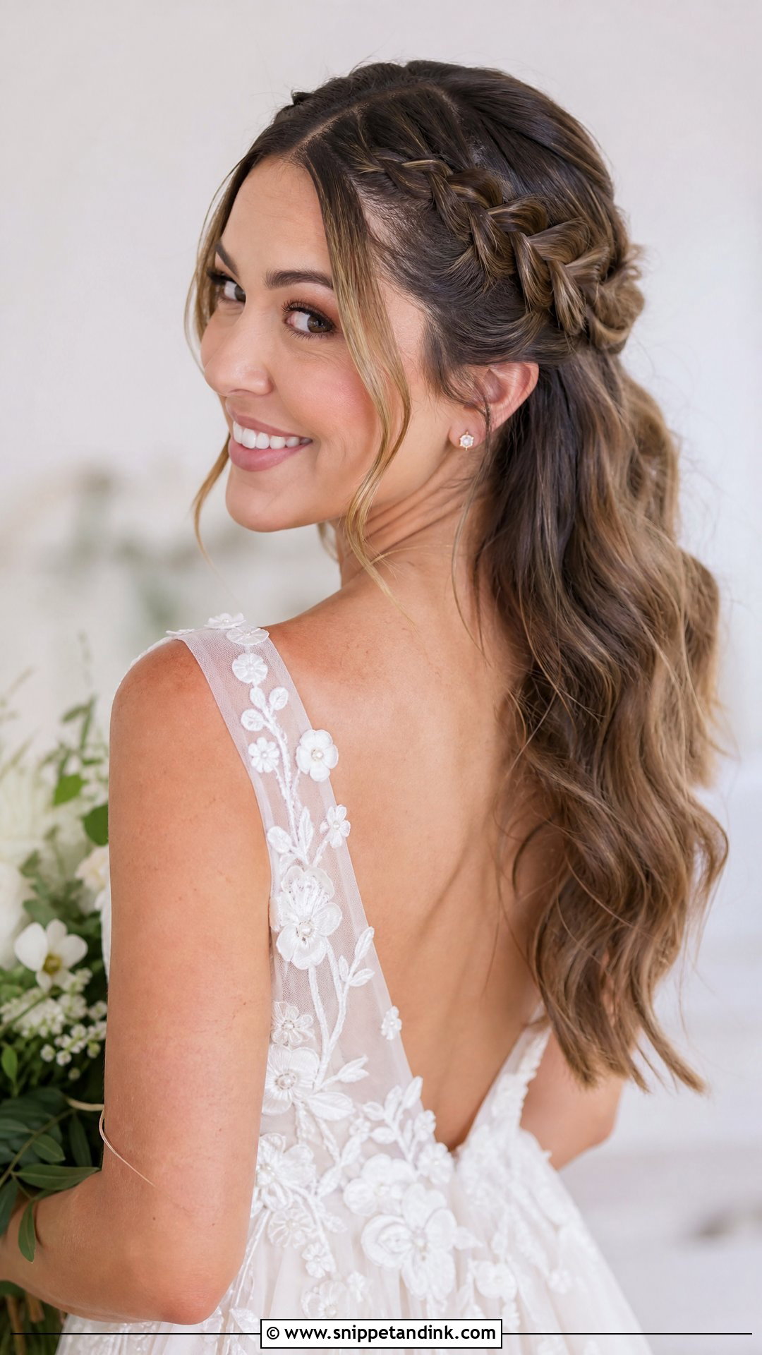 Half Up Braided Wedding Hairstyle - Snippet and Ink - 30 Easy Wedding Hairstyles