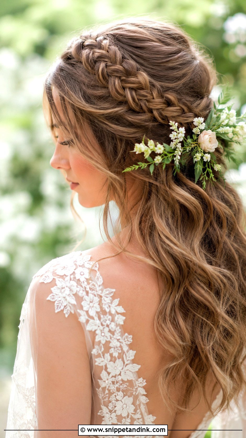 Half Up Braided Wedding Hairstyle - Snippet and Ink - 30 Open Hair Wedding Hairstyles