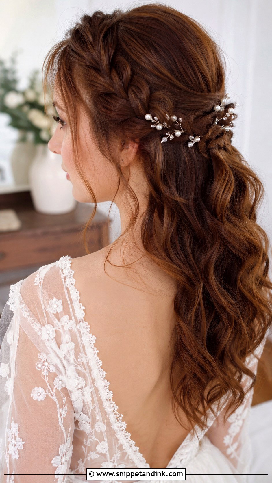 Half Up Braided Wedding Hairstyle - Snippet and Ink - 20 Long Hair for Wedding Ideas