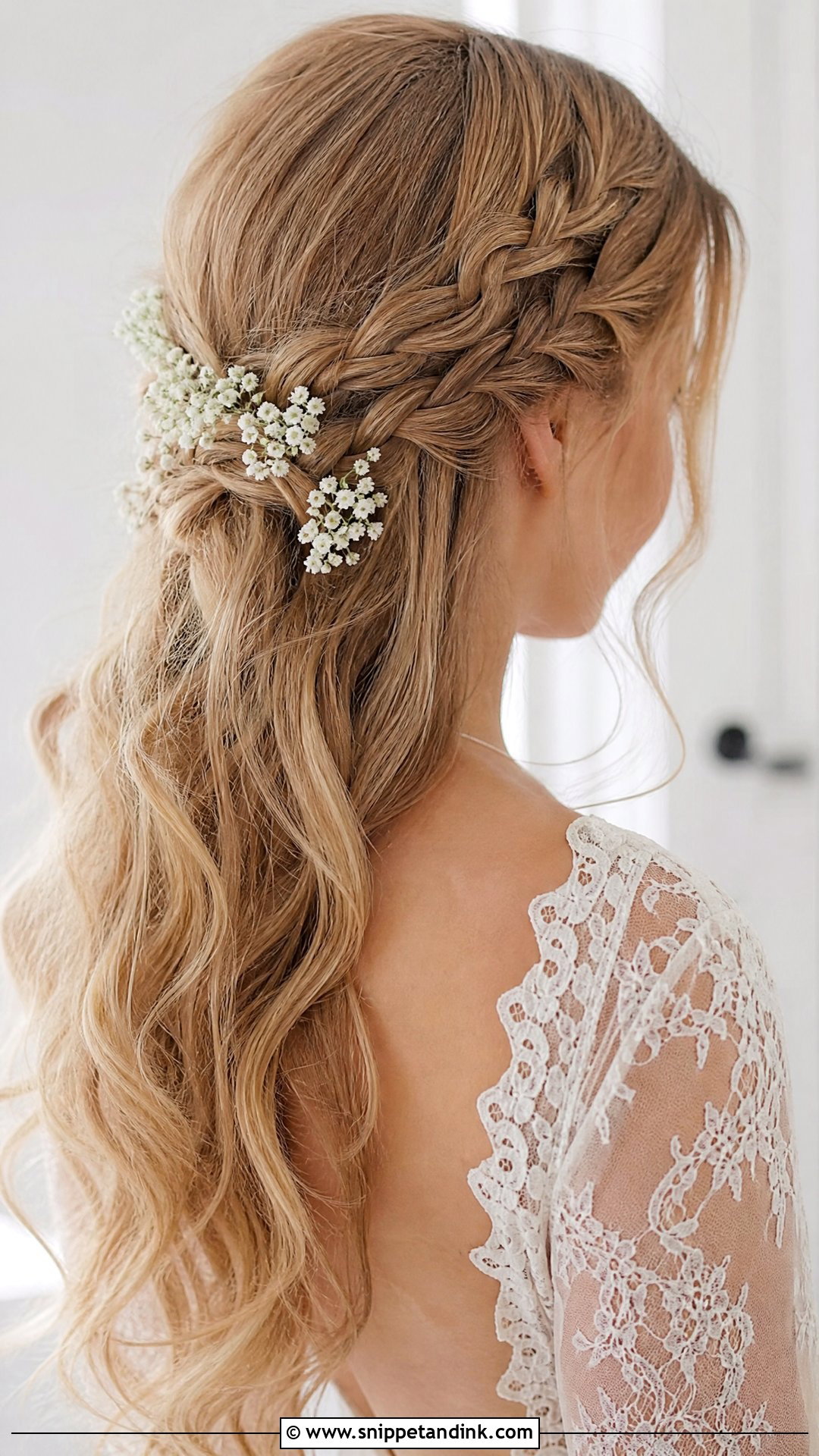 Half Up Braided Wedding Hairstyle - Snippet and Ink - 20 Medium Length Bride Hairstyles