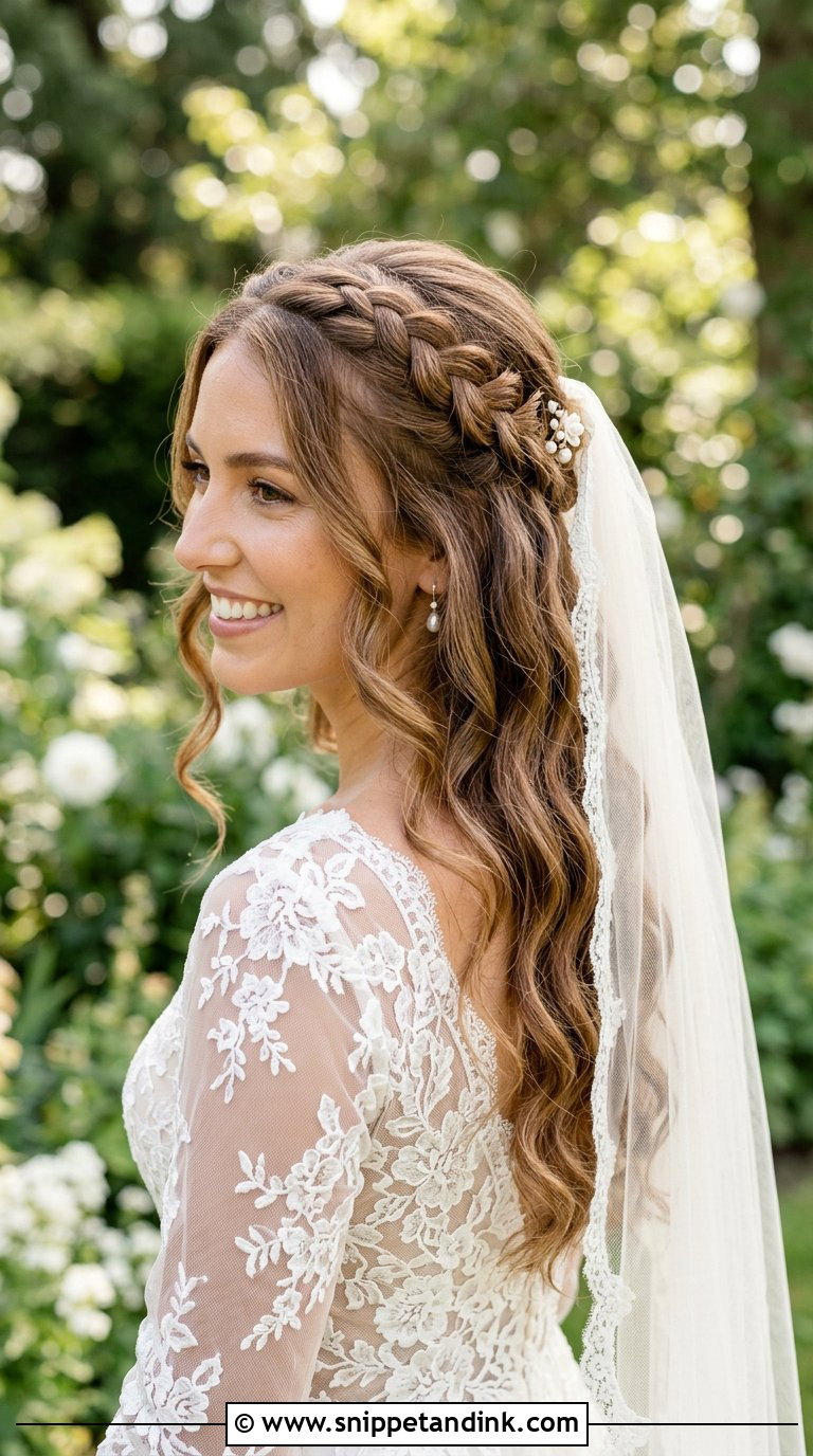 Half Up Braided Wedding Hairstyle - Snippet and Ink - 20 Braids Hairstyles for Wedding