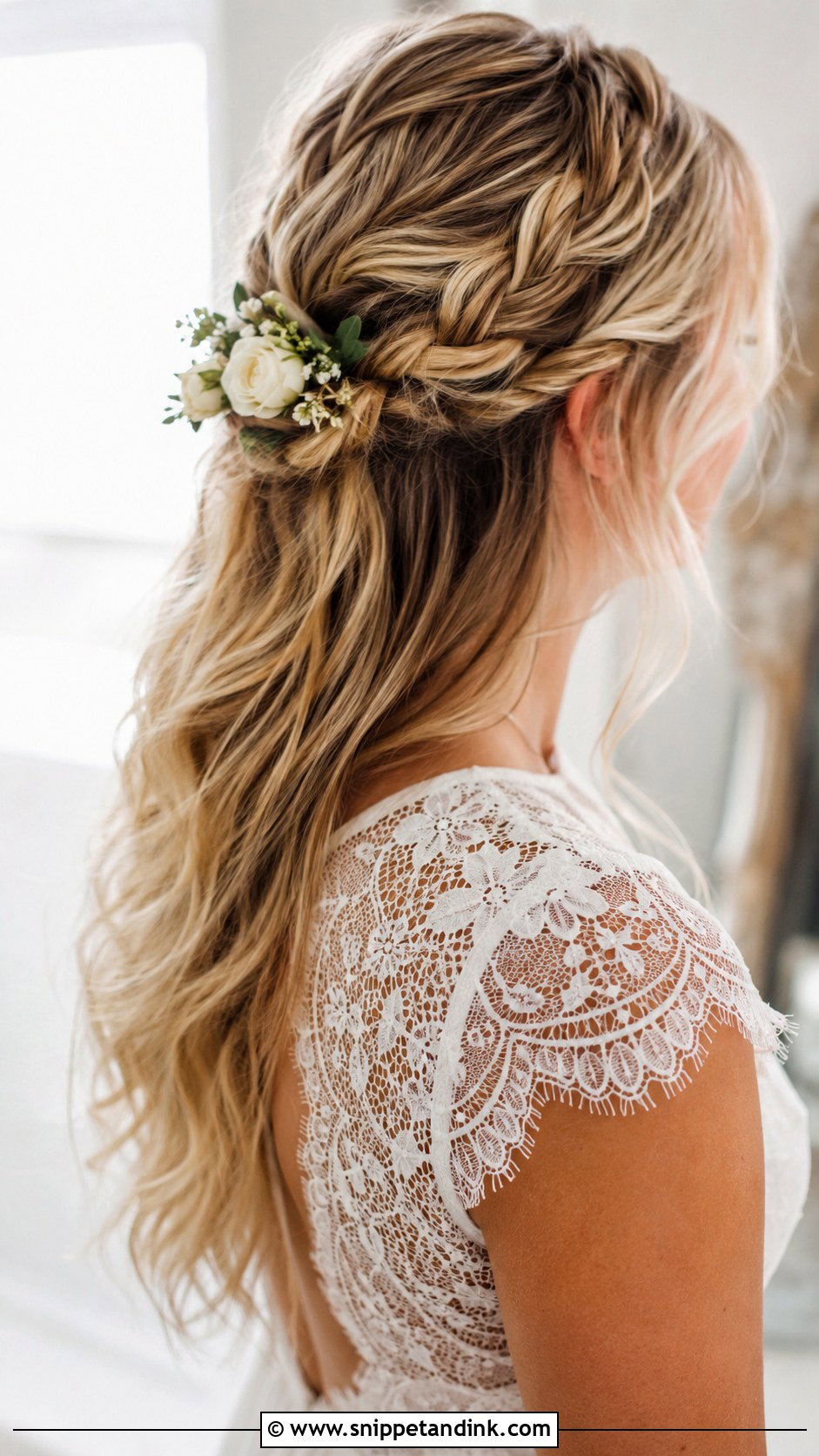 Half Up Braided Wedding Style - Snippet and Ink - 20 Wedding Hairdos for Medium Length
