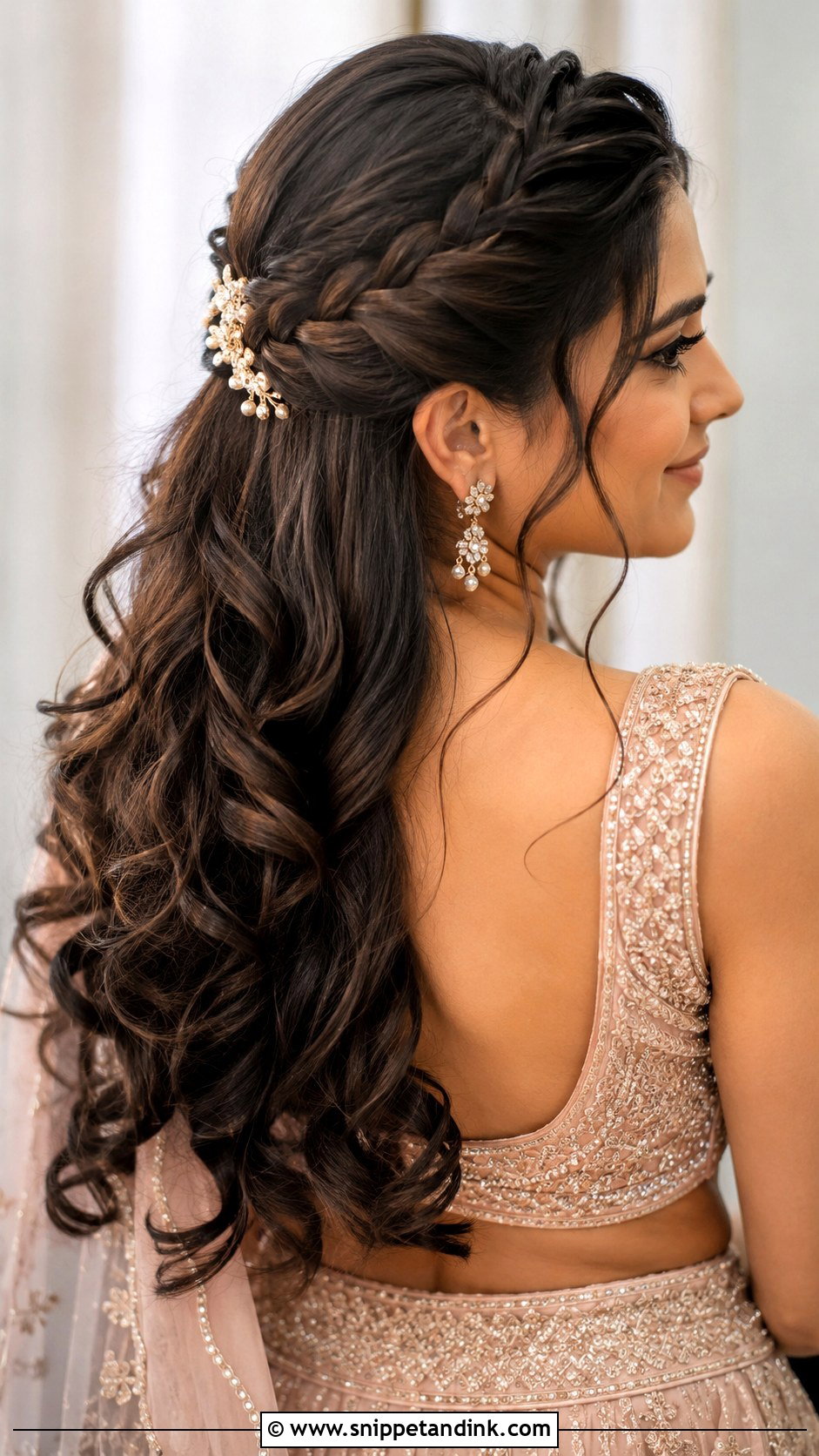 Half Up Bridal Braid - Snippet and Ink - 15 Indian Bridal Bread Hairstyle Ideas