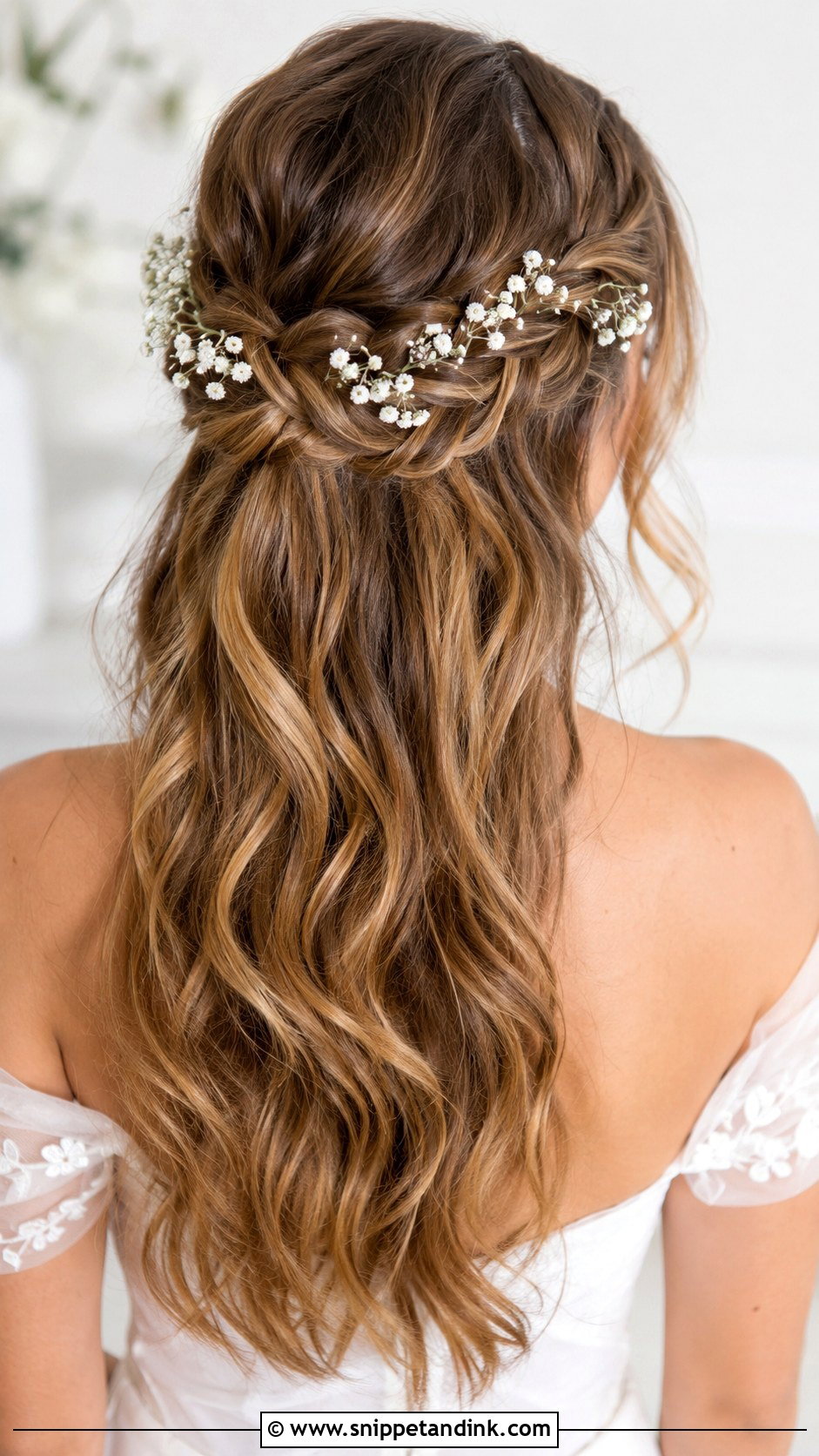 Half Up Bridal Braid Crown - Snippet and Ink - 20 Half-Up Wedding Hair for Bride Ideas