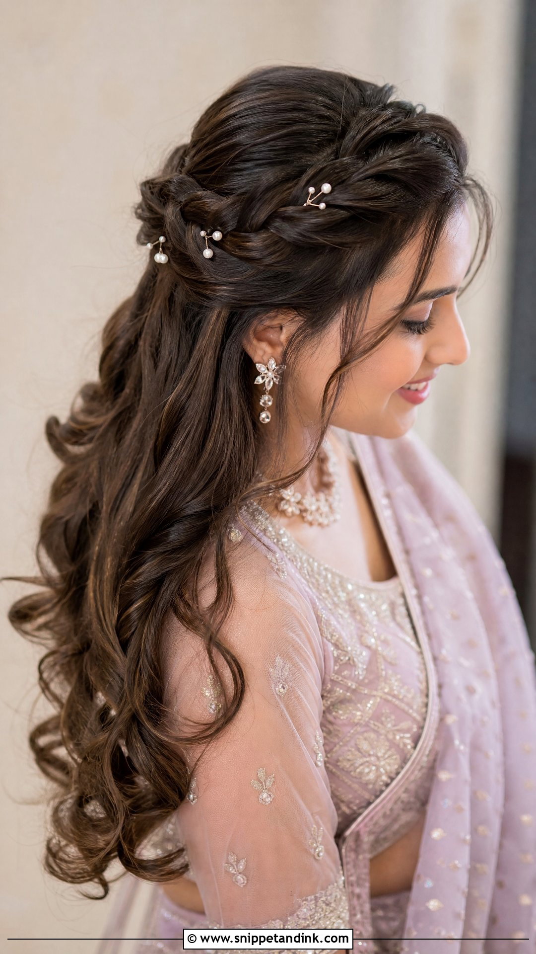 Half Up Bridal Braid - Snippet and Ink - 15 Braided Hairstyles for Indian Bride