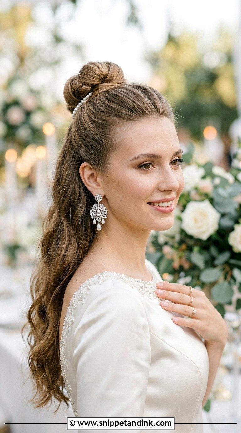 Half Up Bridal Bun - Snippet and Ink - 20 Bridal Half-Up Ideas