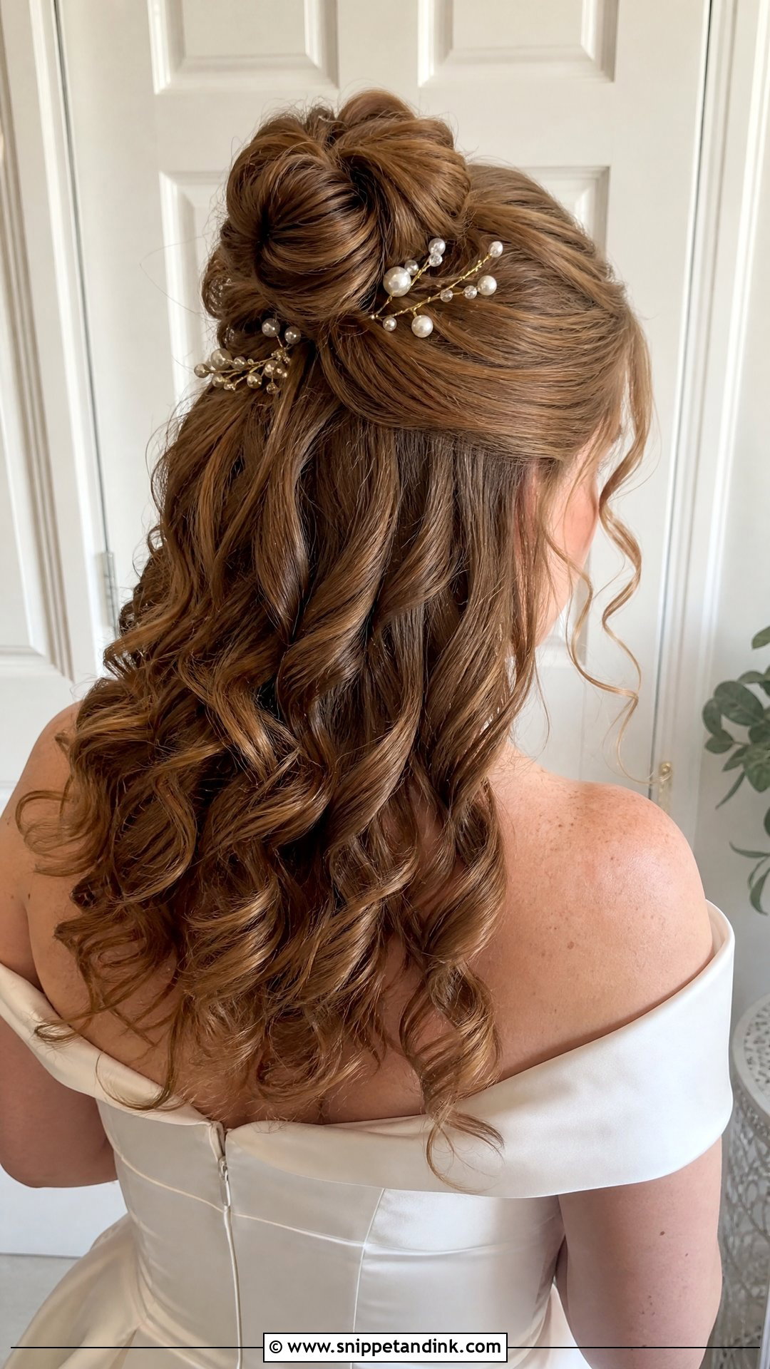 Half Up Bridal Bun With Curls - Snippet and Ink - 20 Half-Up Bridal Hairstyles for Long Hair