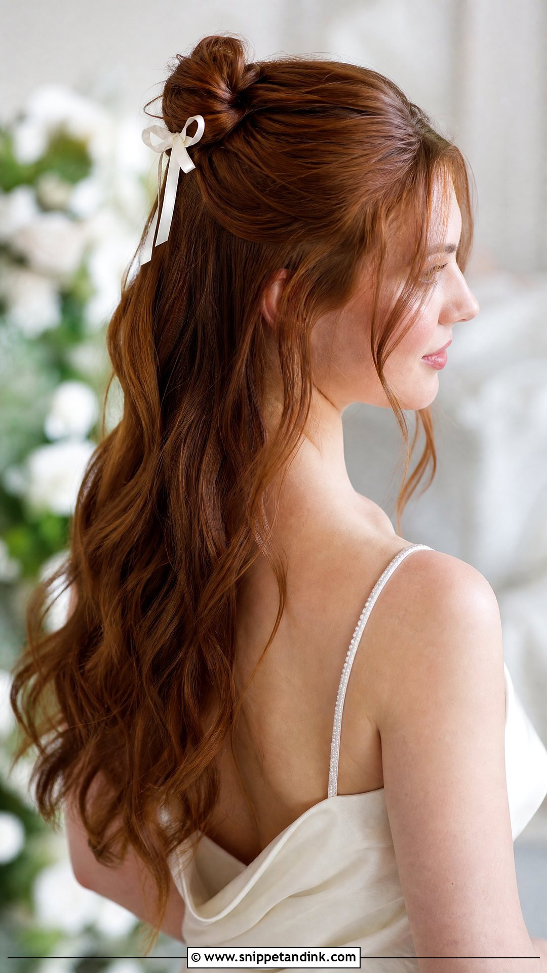 Half Up Bridal Bun - Snippet and Ink - 15 Bridal Hair Pulled Back Ideas