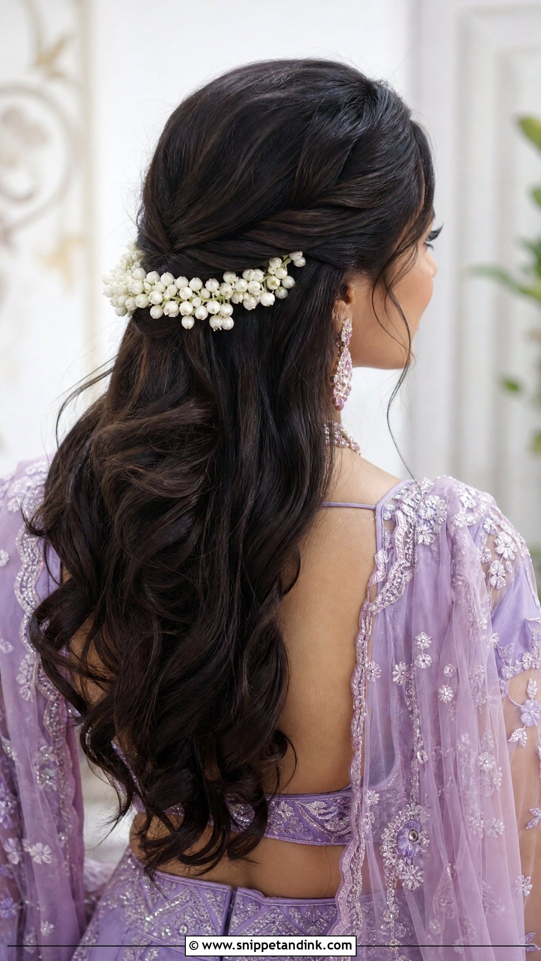 Half Up Bridal Gajra Hairstyle - Snippet and Ink - 15 Bridal Gajra Hairstyle Ideas