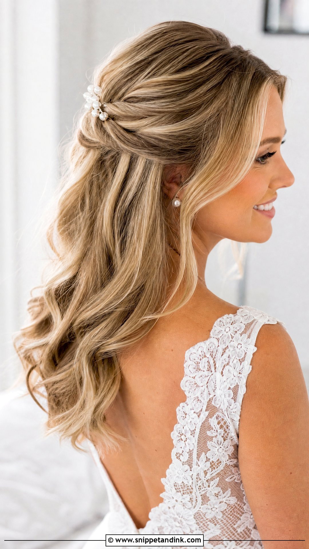 Half Up Bridal Hair - Snippet and Ink - 20 Modern Bridal Hairstyles