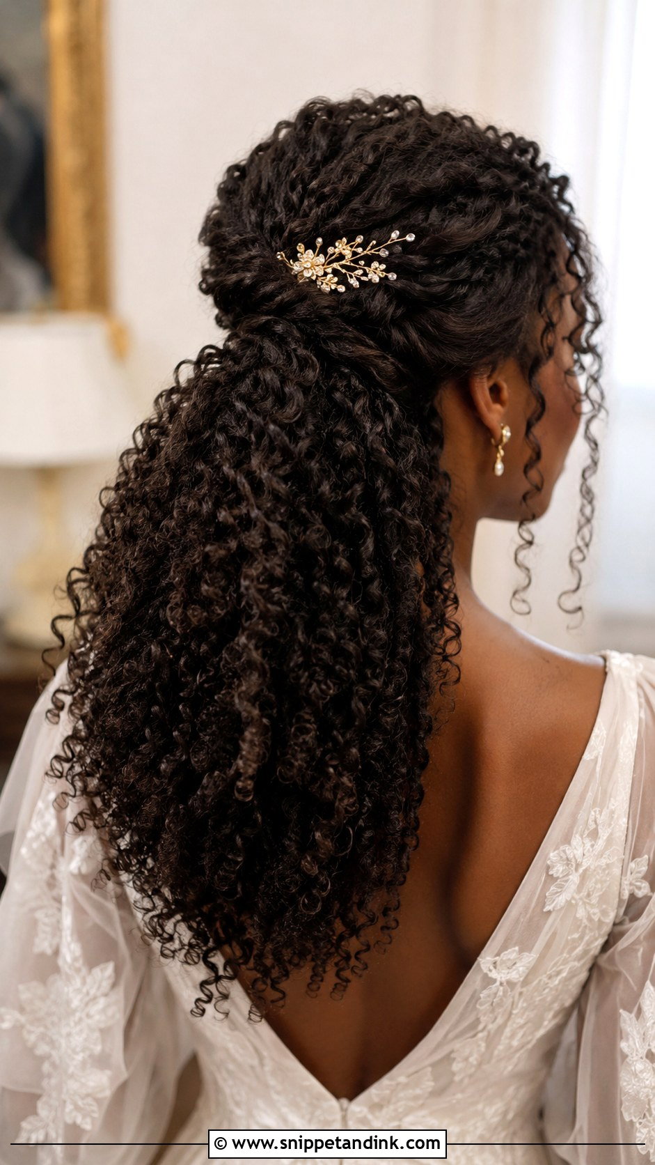 Half Up Bridal Hair For Curly Hair - Snippet and Ink - 15 Simple Half-Up Bridal Hair Ideas