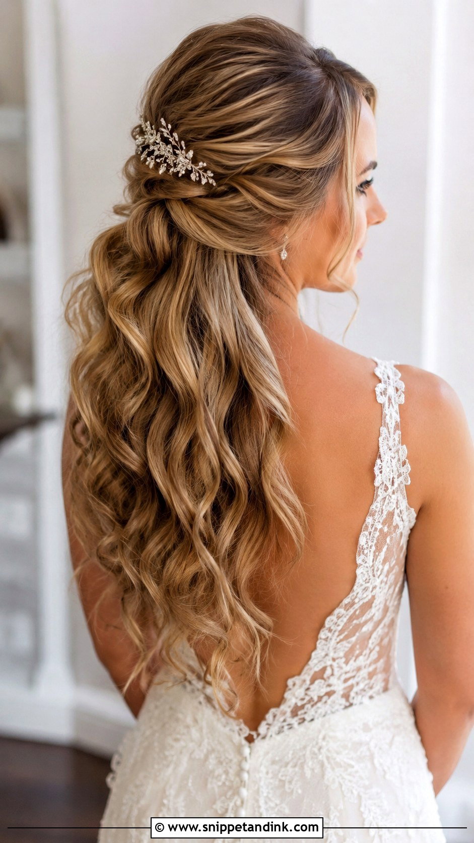 Half Up Bridal Hair For Long Hair - Snippet and Ink - 15 Half-Up Bridal Hair Inspo Ideas