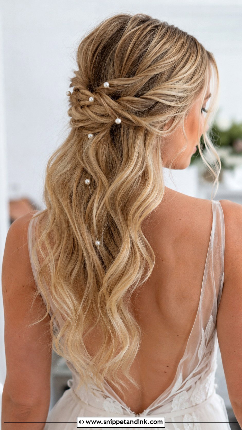 Half Up Bridal Hair For Long Hair - Snippet and Ink - 15 Simple Half-Up Bridal Hair Ideas