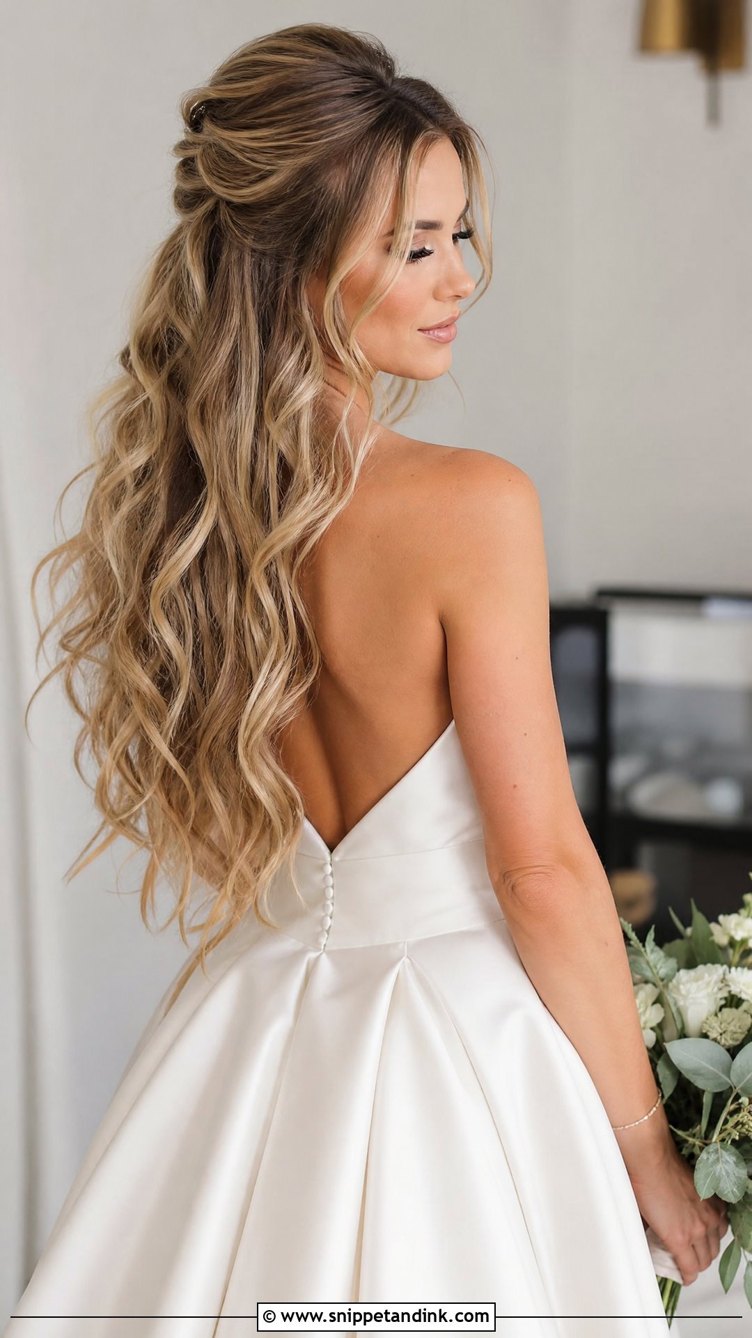 Half Up Bridal Hair For Long Hair - Snippet and Ink - 15 Glam Half-Up Bridal Hair Ideas