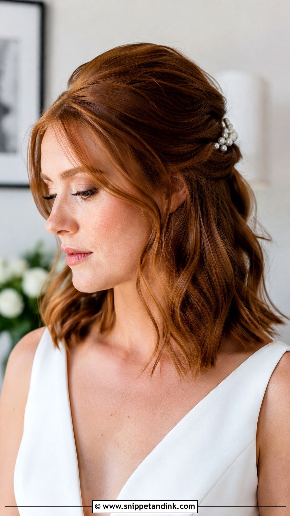 Half Up Bridal Hair For Medium Hair - Snippet and Ink - 15 Half-Up Bridal Hair Inspo Ideas