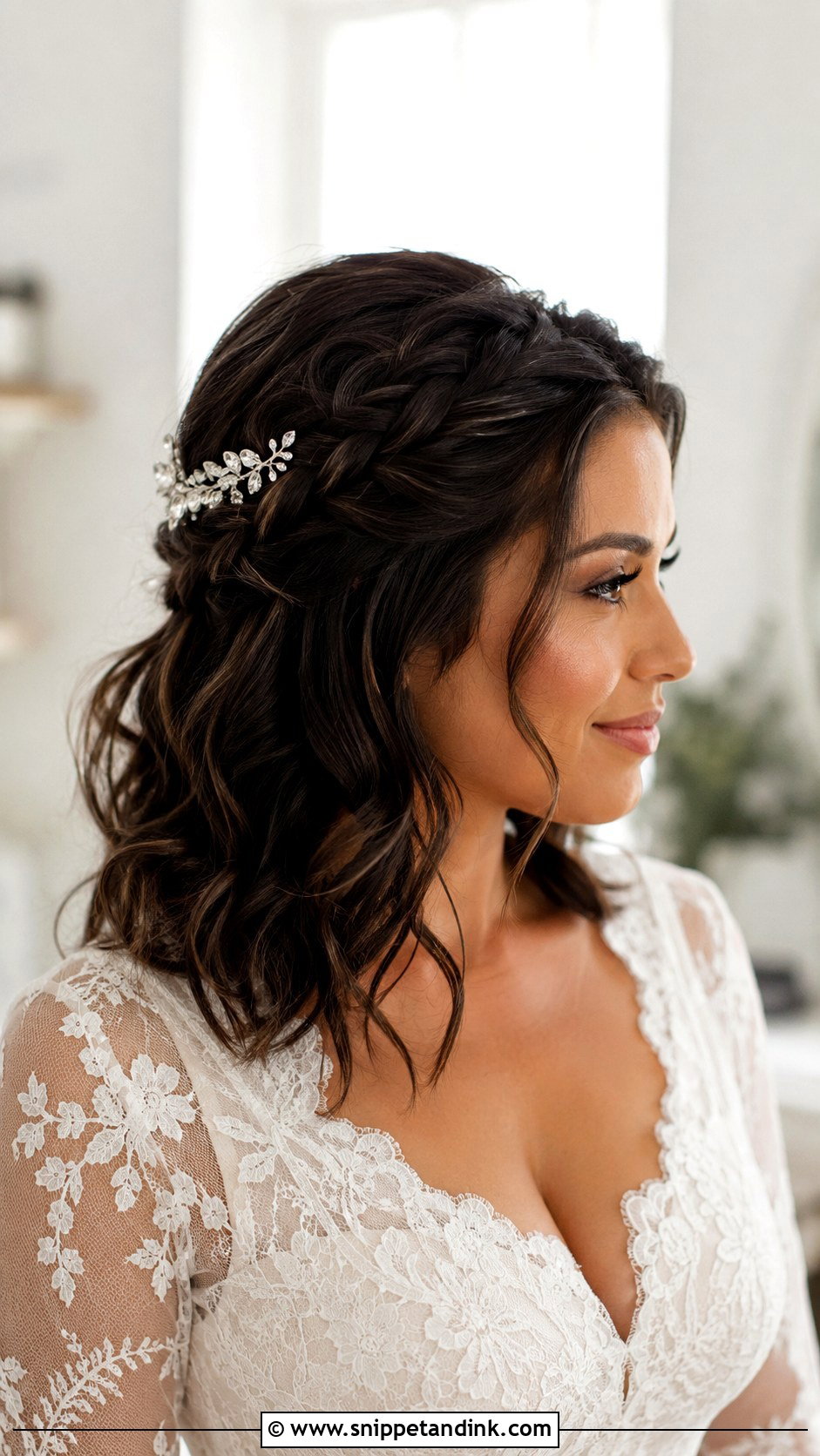 Half Up Bridal Hair For Medium Hair - Snippet and Ink - 15 Simple Half-Up Bridal Hair Ideas