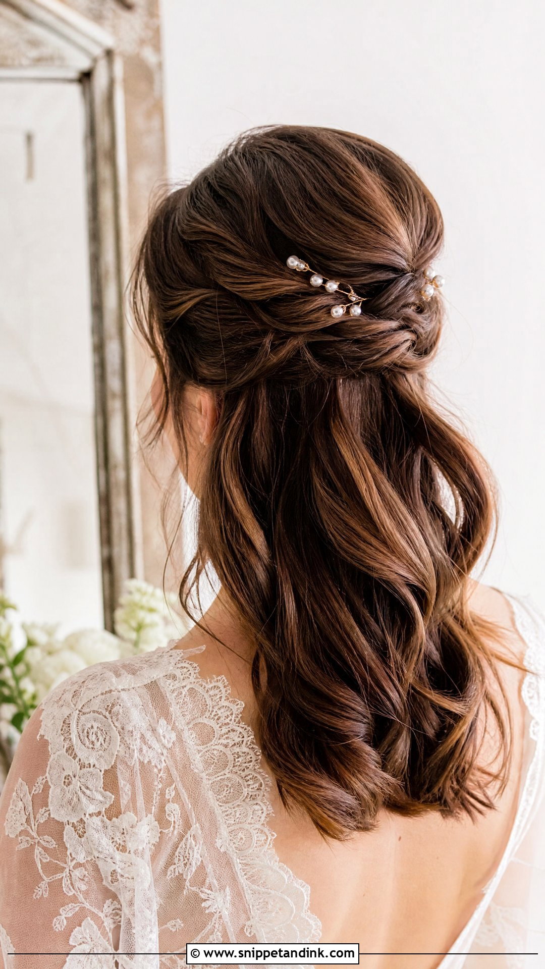 Half Up Bridal Hair For Medium Hair - Snippet and Ink - 15 Bridal Hairstyles for Medium Hair