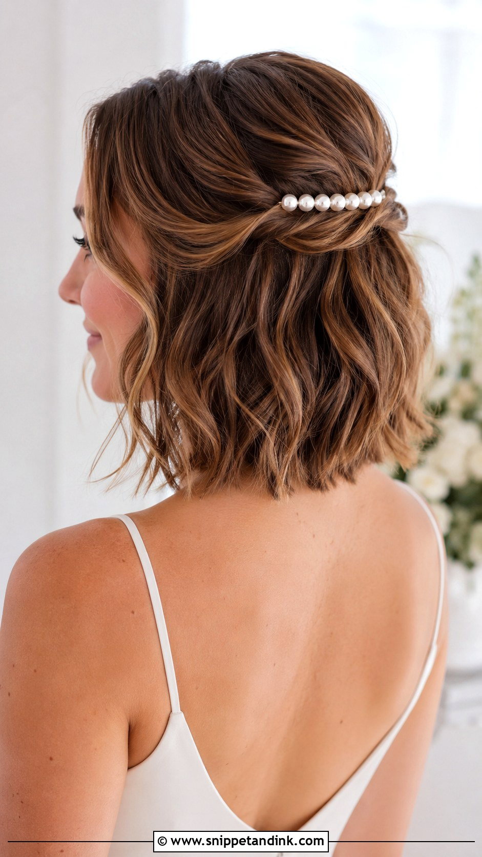 Half Up Bridal Hair For Short Hair - Snippet and Ink - 15 Simple Half-Up Bridal Hair Ideas