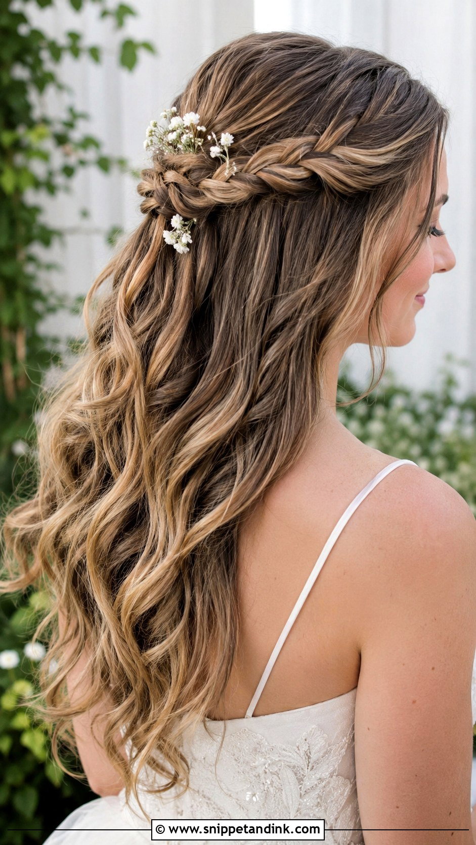 Half Up Bridal Hair With A Braid - Snippet and Ink - 15 Simple Half-Up Bridal Hair Ideas