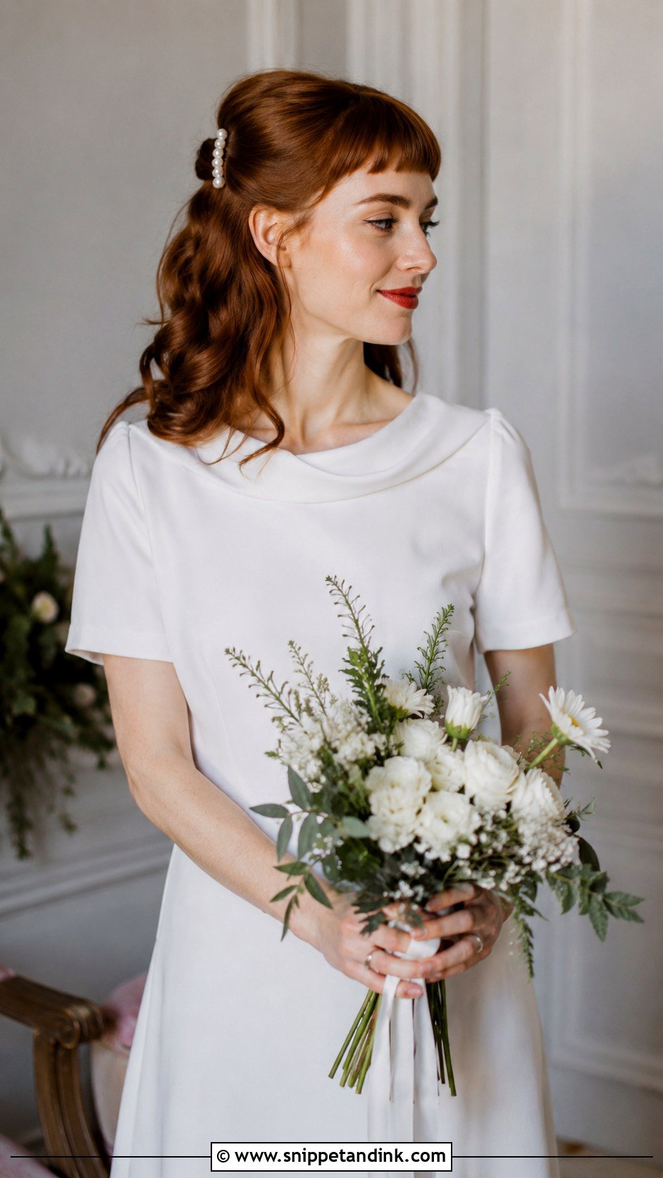 Half Up Bridal Hair With Baby Bangs - Snippet and Ink - 20 Half-Up Bridal Hair with Bangs