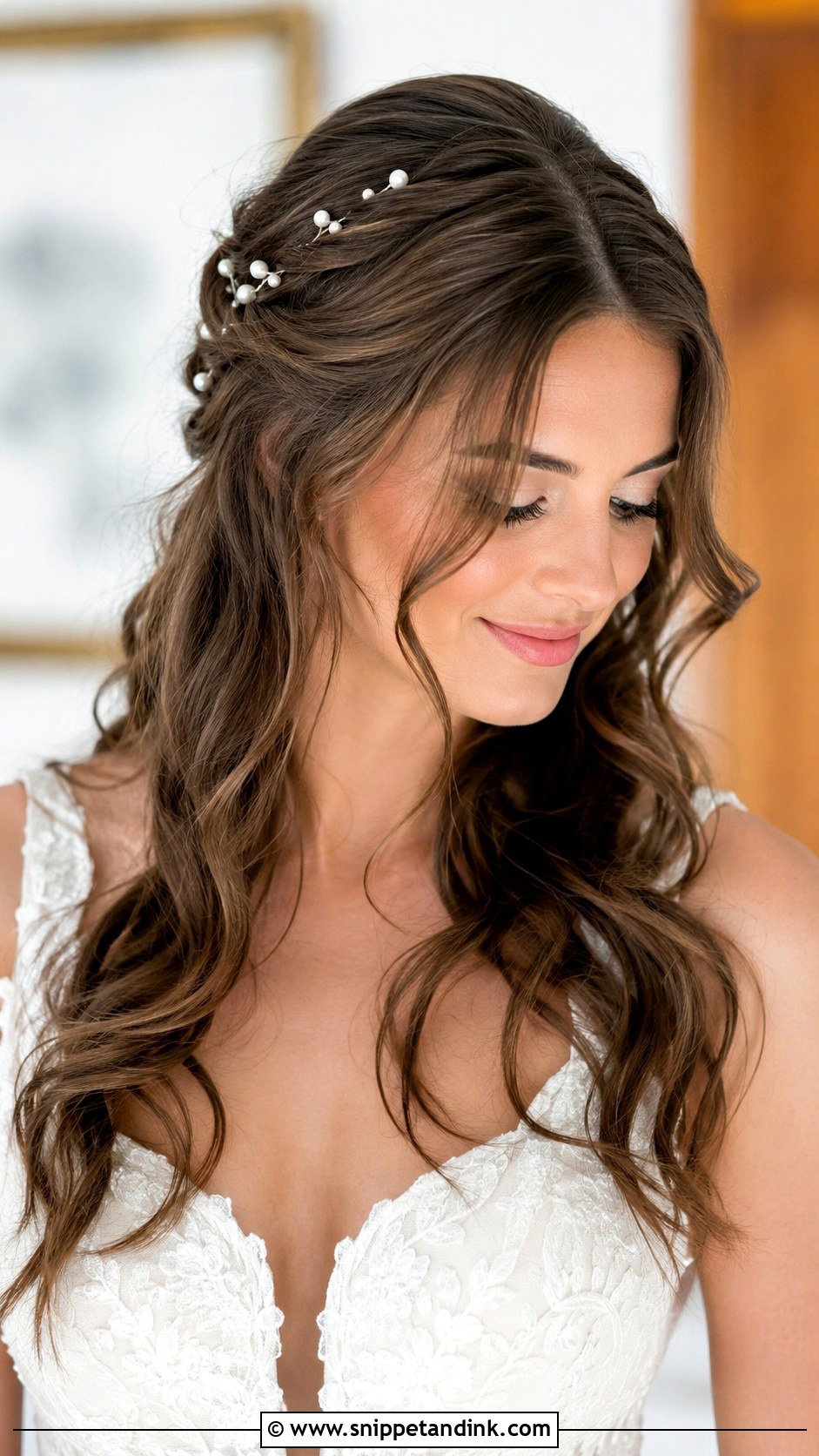 Half Up Bridal Hair With Bottleneck Bangs - Snippet and Ink - 20 Half-Up Bridal Hair with Bangs