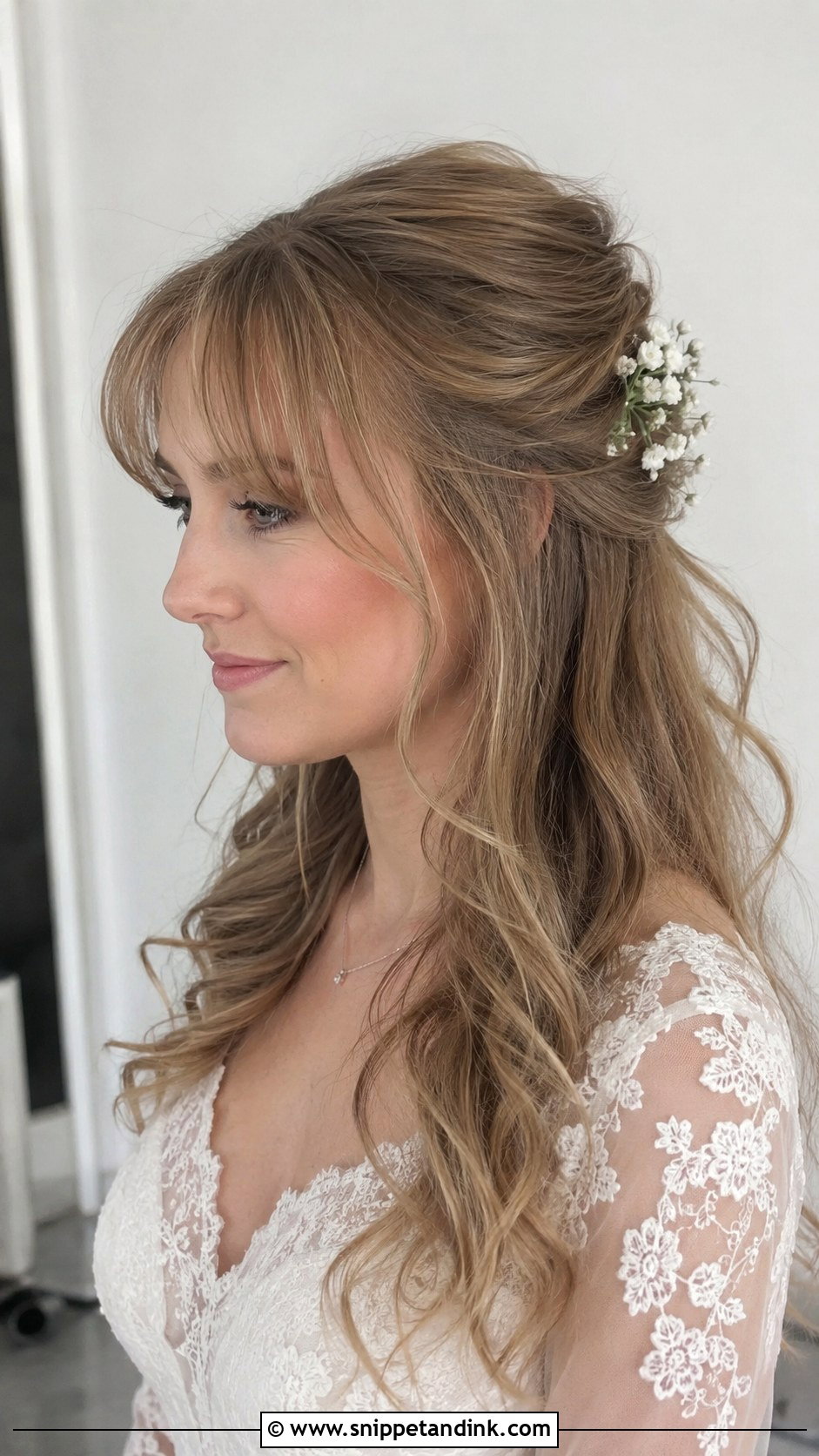 Half Up Bridal Hair With Braids And Bangs - Snippet and Ink - 20 Half-Up Bridal Hair with Bangs