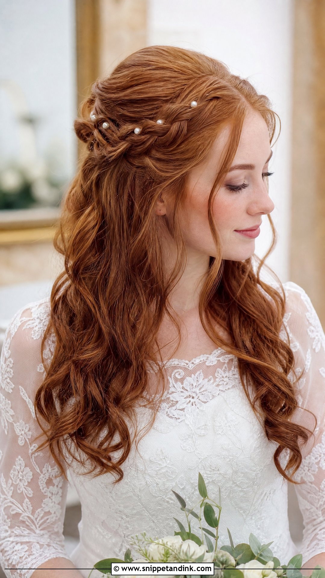 Half Up Bridal Hair With Braids - Snippet and Ink - 15 Glam Half-Up Bridal Hair Ideas