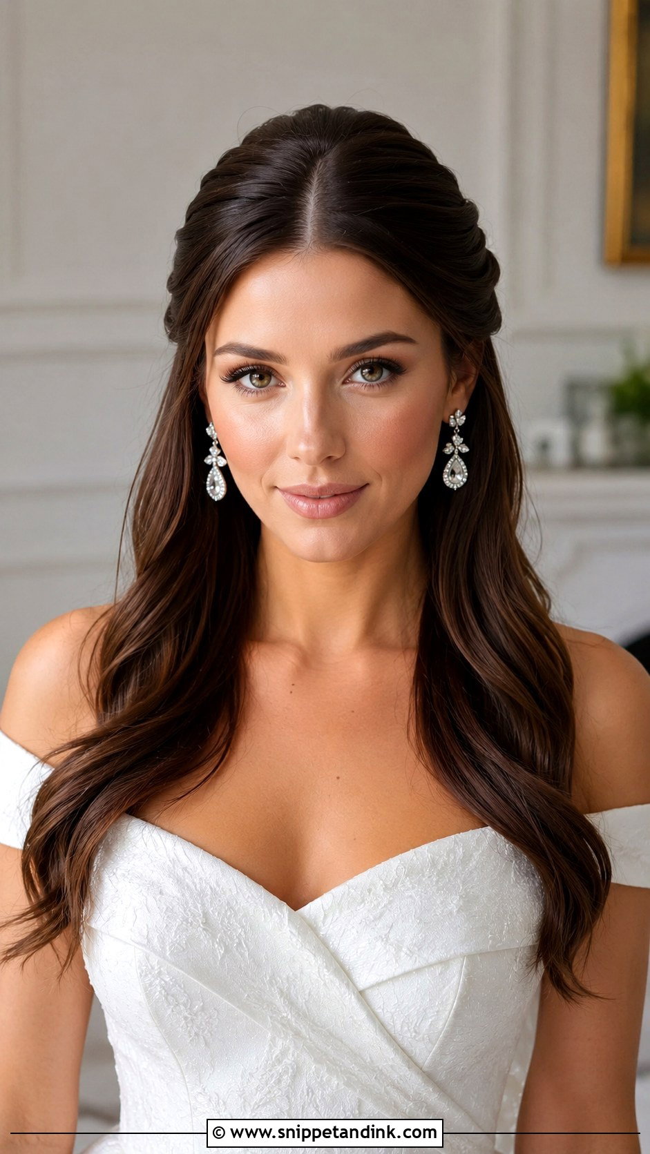 Half Up Bridal Hair With Center Part - Snippet and Ink - 25 Half-Up Bridal Hair Front View Ideas