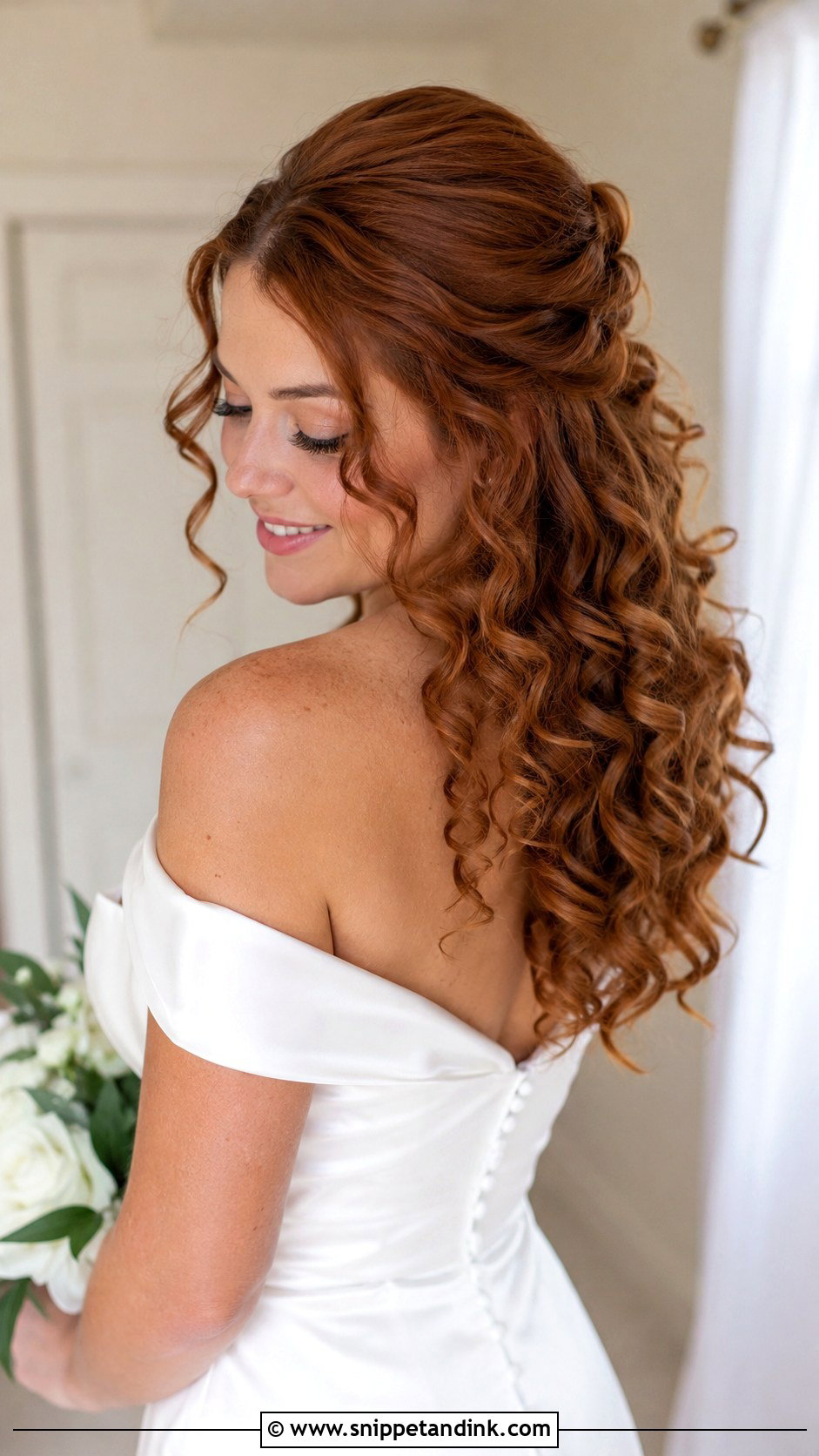 Half Up Bridal Hair With Curls - Snippet and Ink - 25 Half-Up Half-Down Wedding Hair Tutorial Ideas