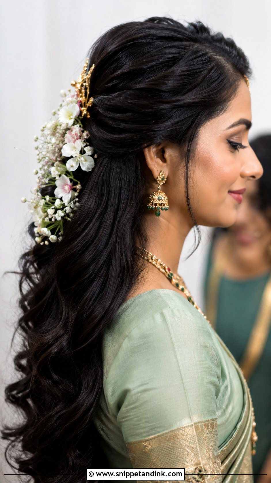 Half Up Bridal Hair With Flowers - Snippet and Ink - 15 South Indian Bridal Hair Flowers Ideas