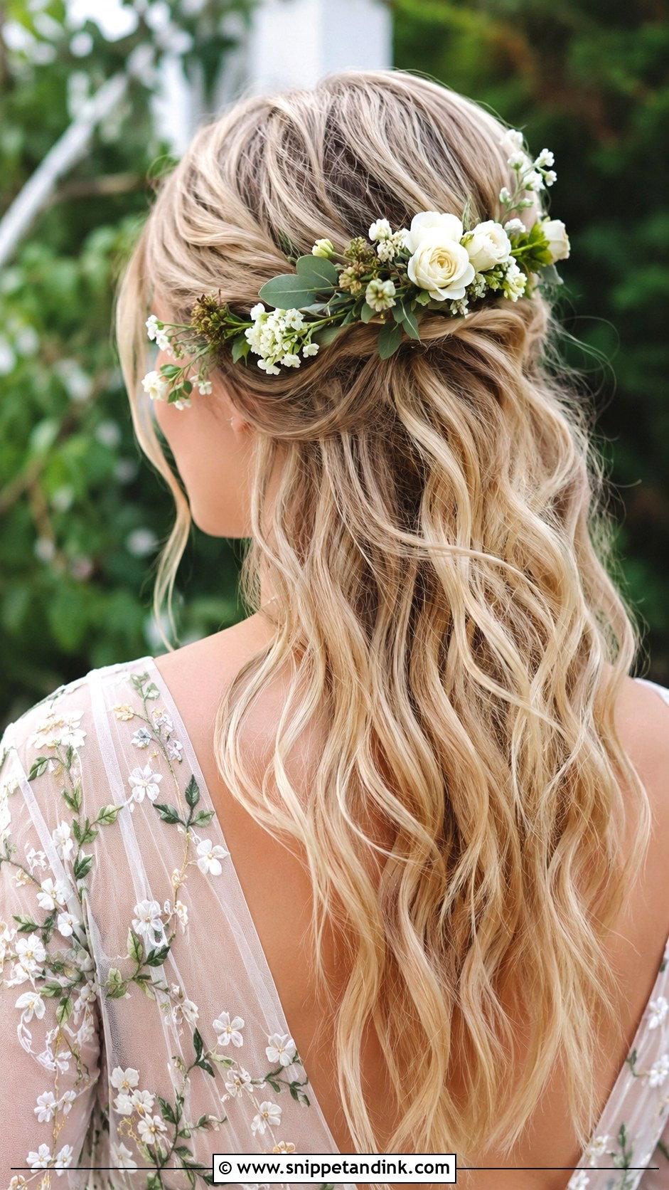 Half Up Bridal Hair With Flowers - Snippet and Ink - 25 Half-Up Bridal Hair Front View Ideas