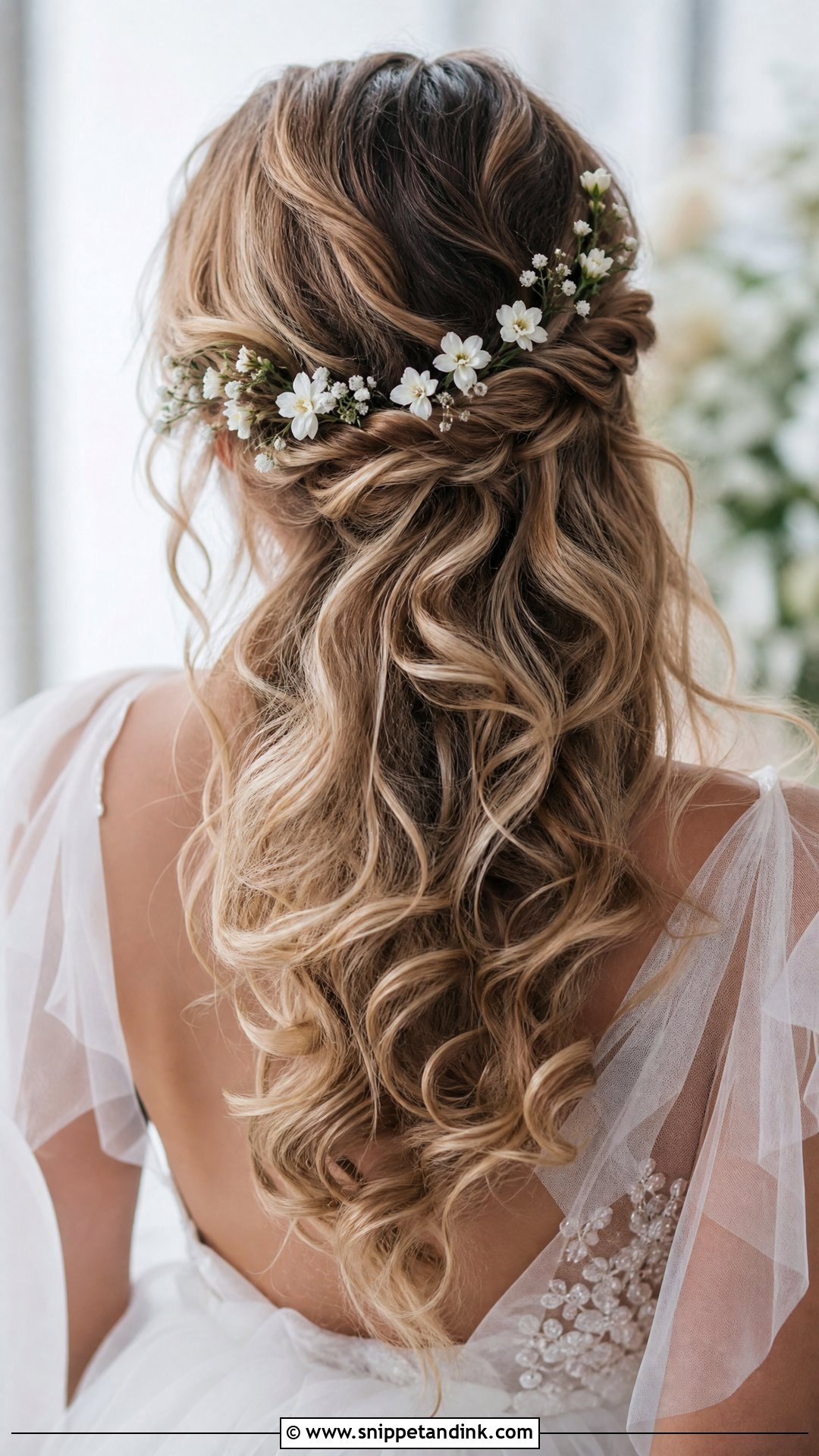 Half Up Bridal Hair With Flowers - Snippet and Ink - 15 Flowers for Brides Hair Ideas