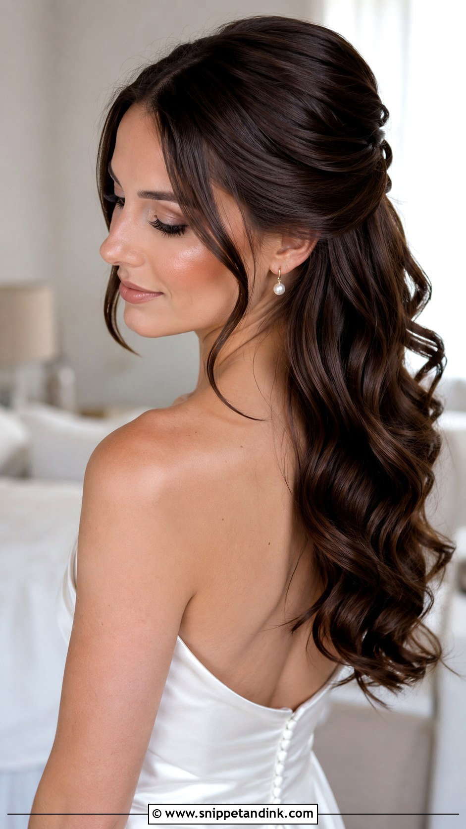 Half Up Bridal Hair With Hollywood Waves - Snippet and Ink - 15 Half-Up Bridal Hair Inspo Ideas