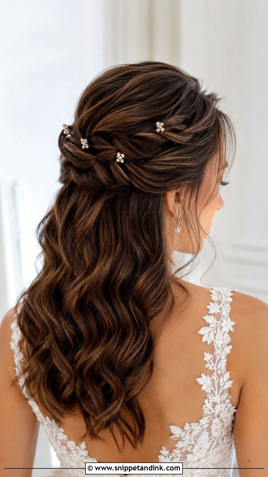 Half Up Bridal Hair With Pinned Twists - Snippet and Ink - 25 Half-Up Bridal Hair Front View Ideas