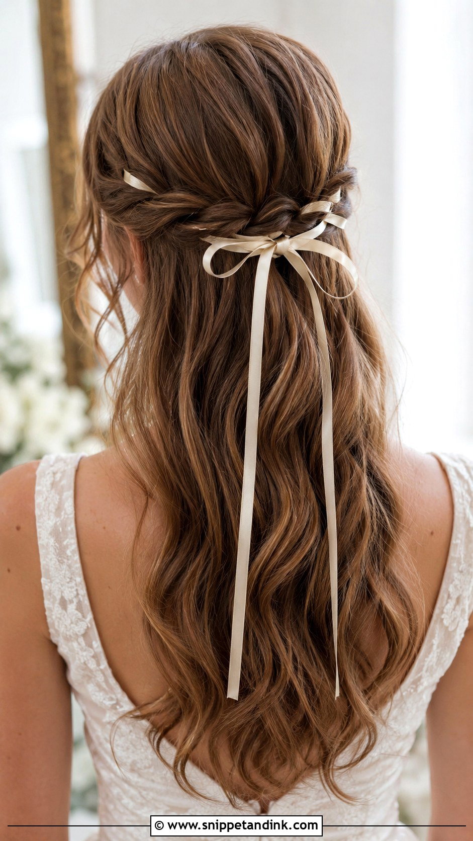 Half Up Bridal Hair With Ribbon - Snippet and Ink - 25 Half-Up Bridal Hair Front View Ideas