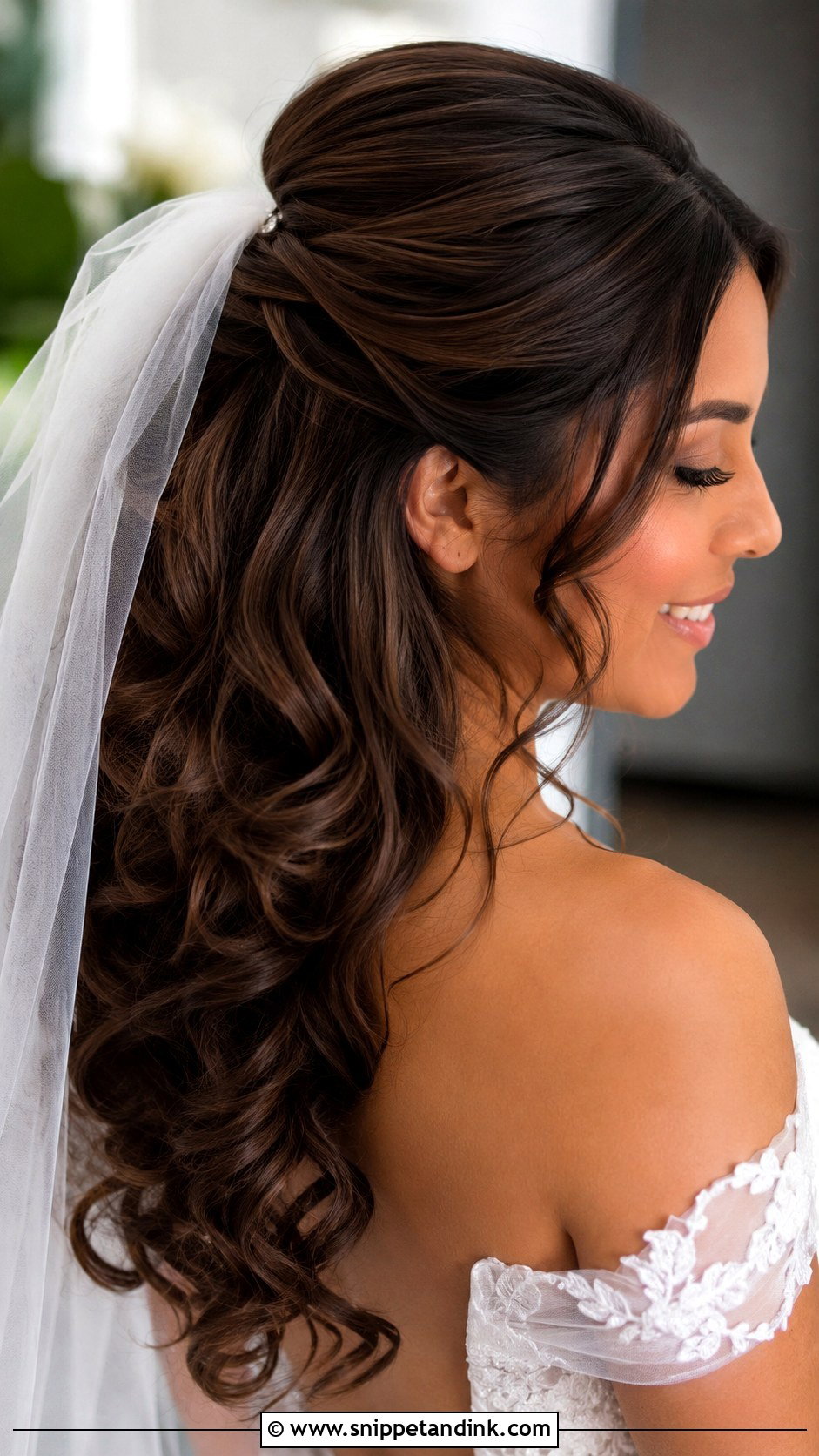 Half Up Bridal Hair With Soft Curls - Snippet and Ink - 15 Simple Half-Up Bridal Hair Ideas