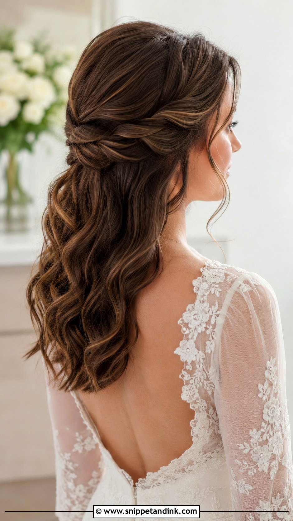 Half Up Bridal Hair With Twists - Snippet and Ink - 15 Half-Up Bridal Hair Inspo Ideas