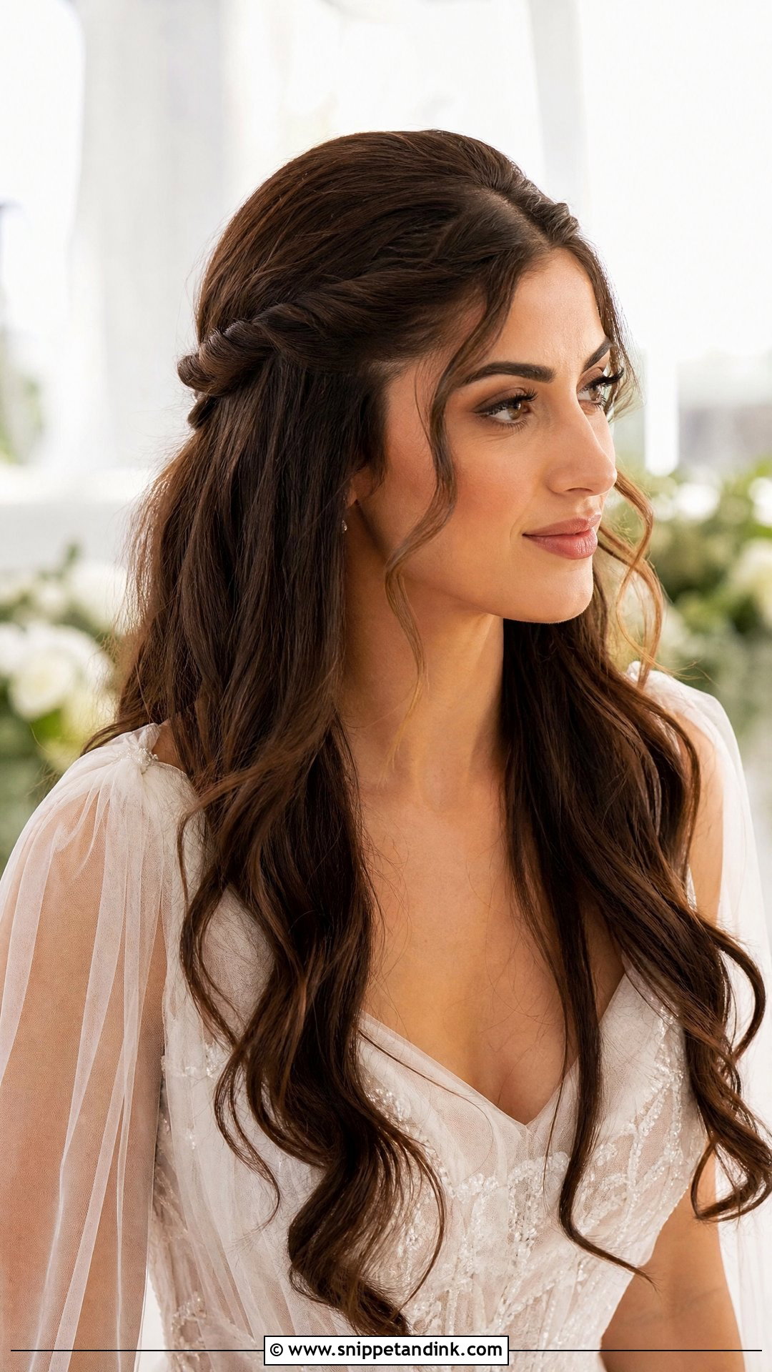 Half Up Bridal Hair With Twists - Snippet and Ink - 15 Glam Half-Up Bridal Hair Ideas