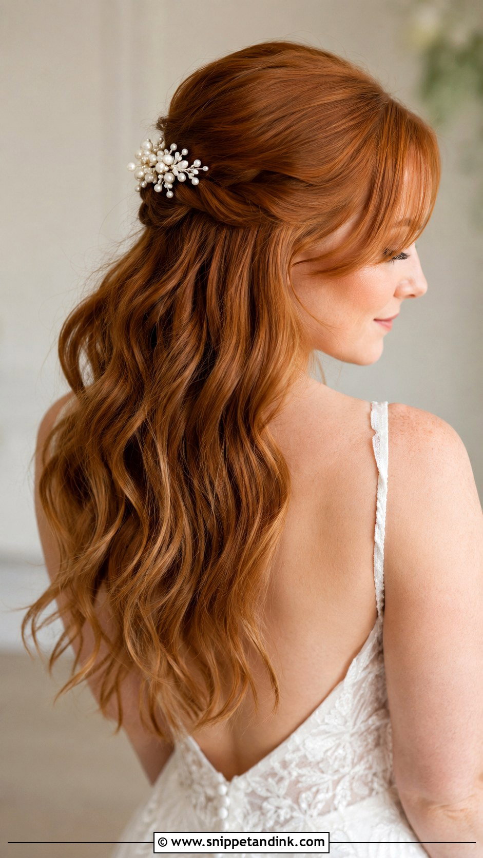 Half Up Bridal Hair With Waves And Bangs - Snippet and Ink - 20 Half-Up Bridal Hair with Bangs