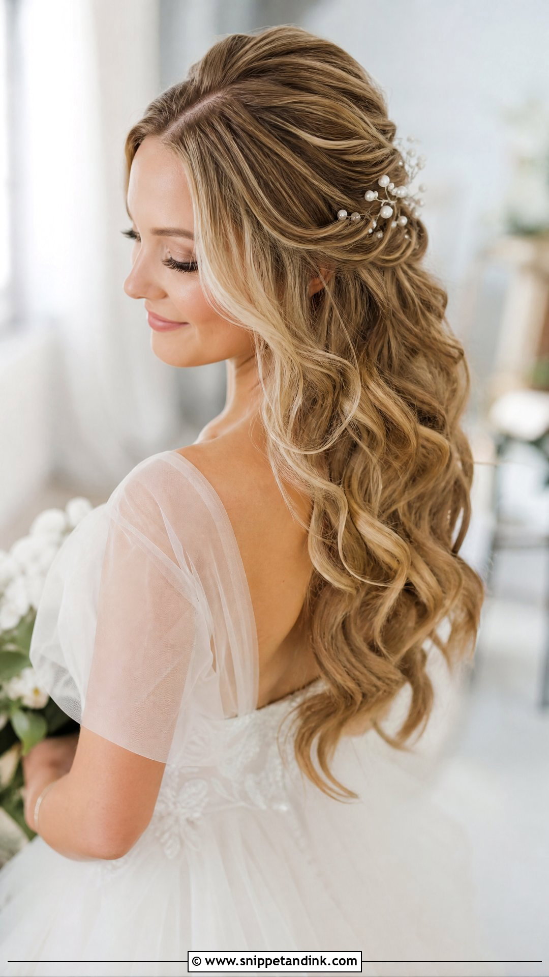 Half Up Bridal Hair With Waves - Snippet and Ink - 15 2025 Bridal Hairstyles