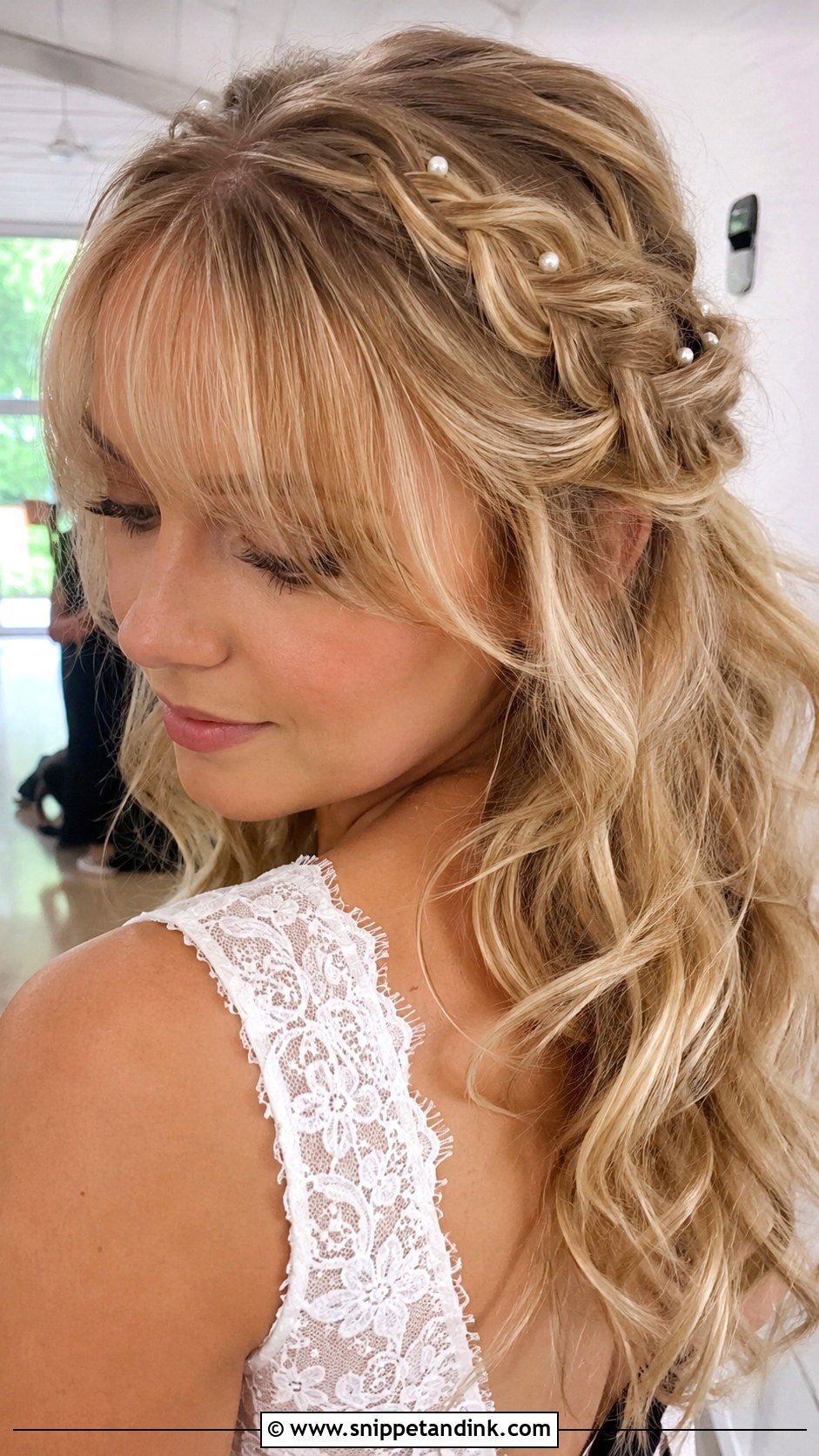 Half Up Bridal Hair With Wispy Bangs - Snippet and Ink - 20 Half-Up Bridal Hair with Bangs
