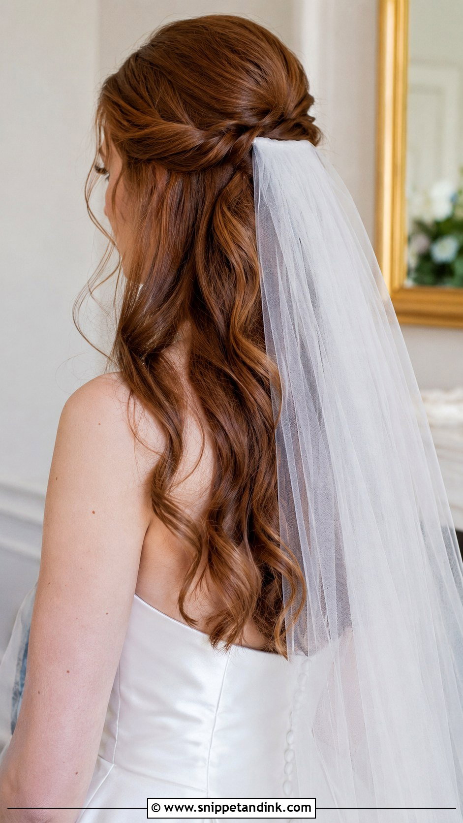 Half Up Bridal Hair With a Veil - Snippet and Ink - 25 Half-Up Bridal Hair Front View Ideas